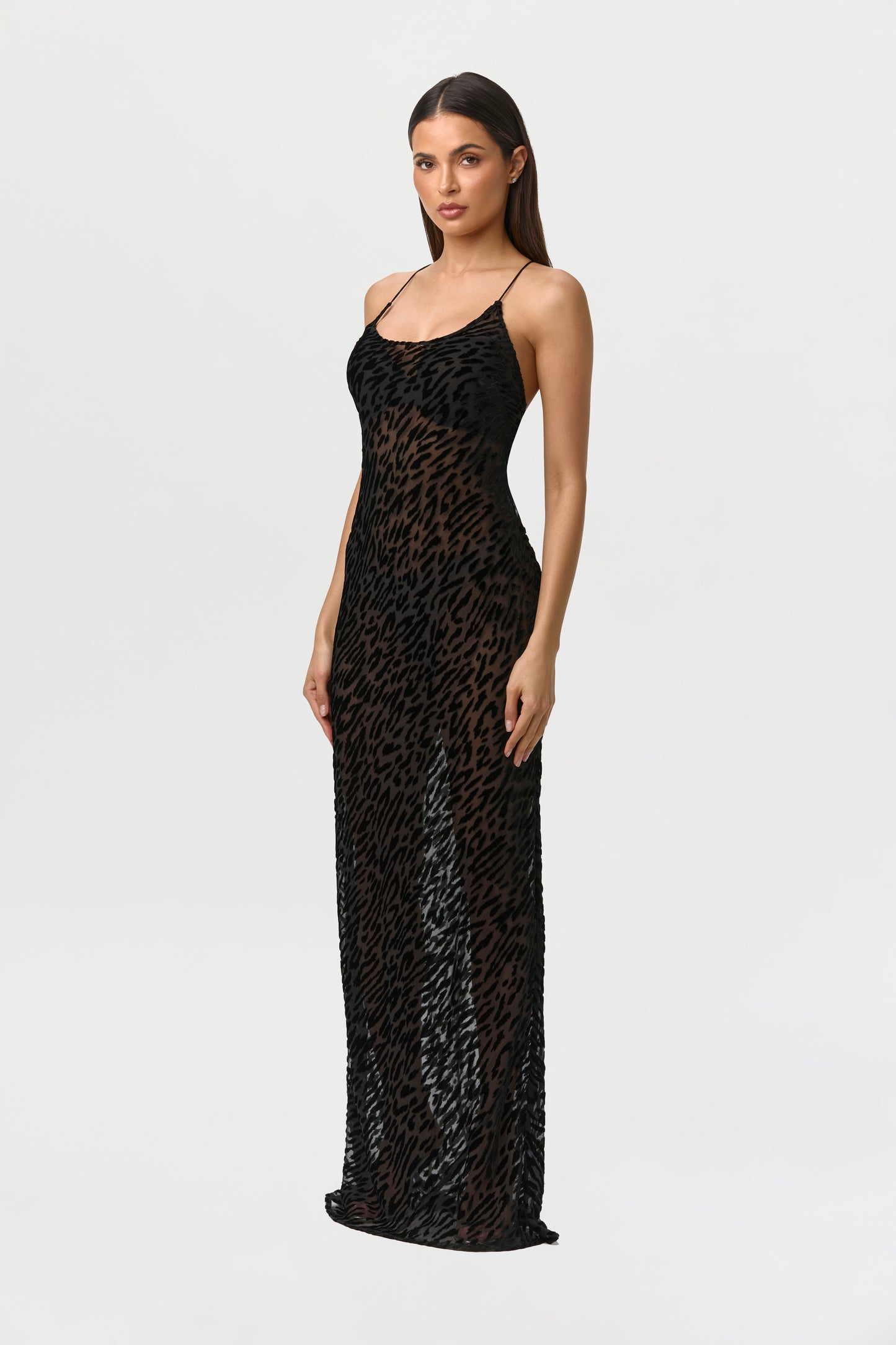 Burnout Lace-UP Maxi Dress