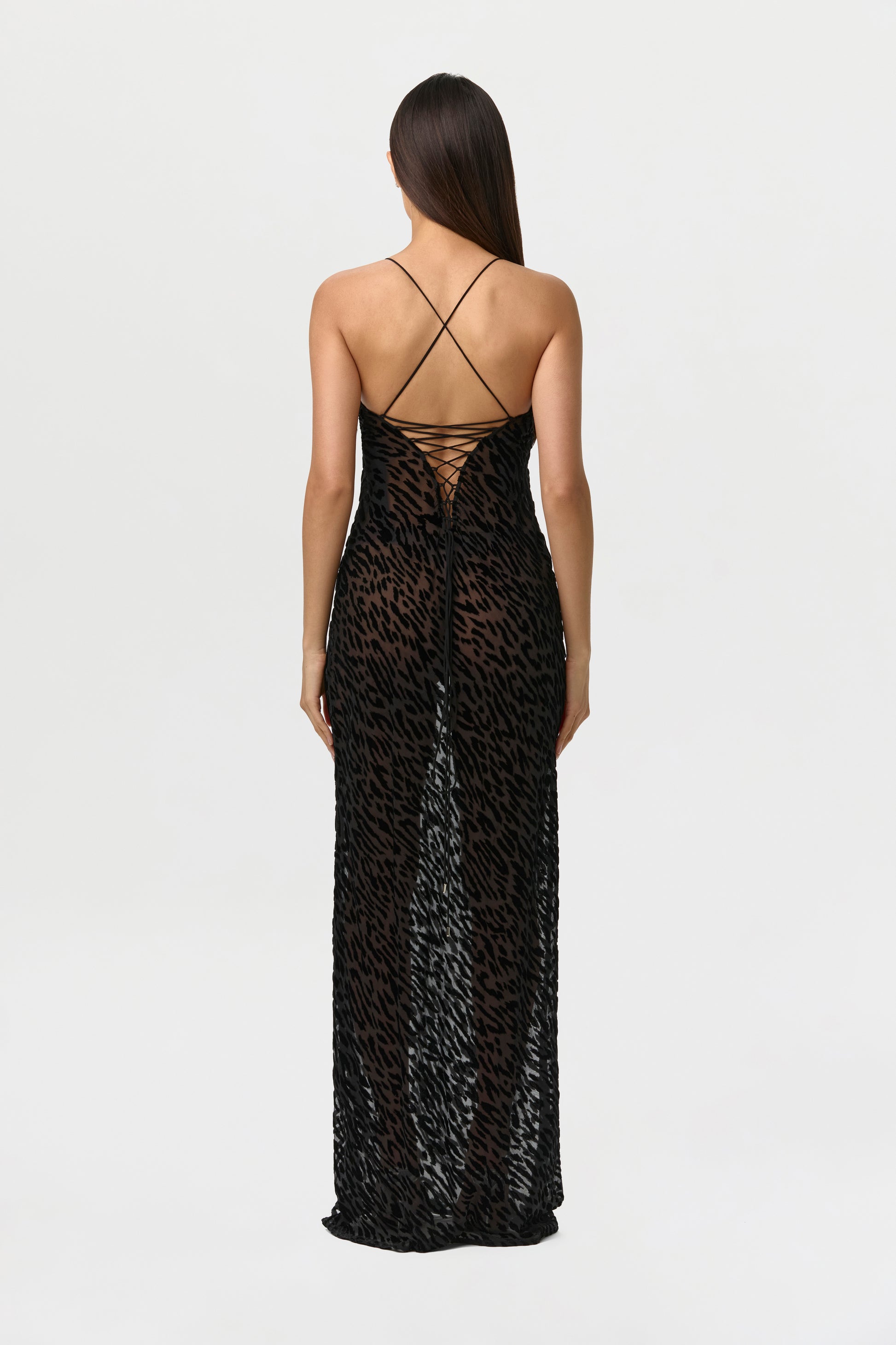 Burnout Lace-UP Maxi Dress