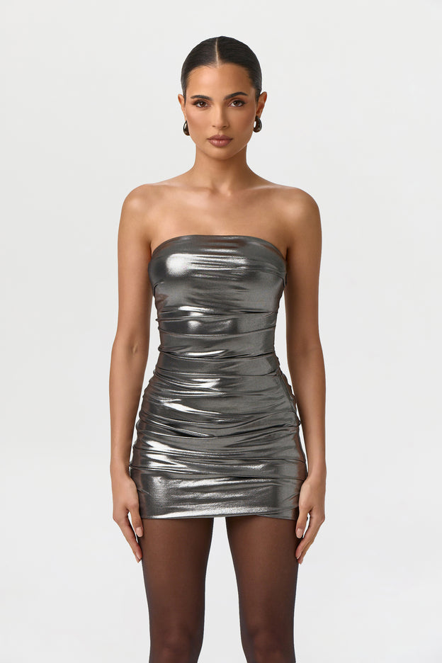 Foil Jersey Tube Mini Dress