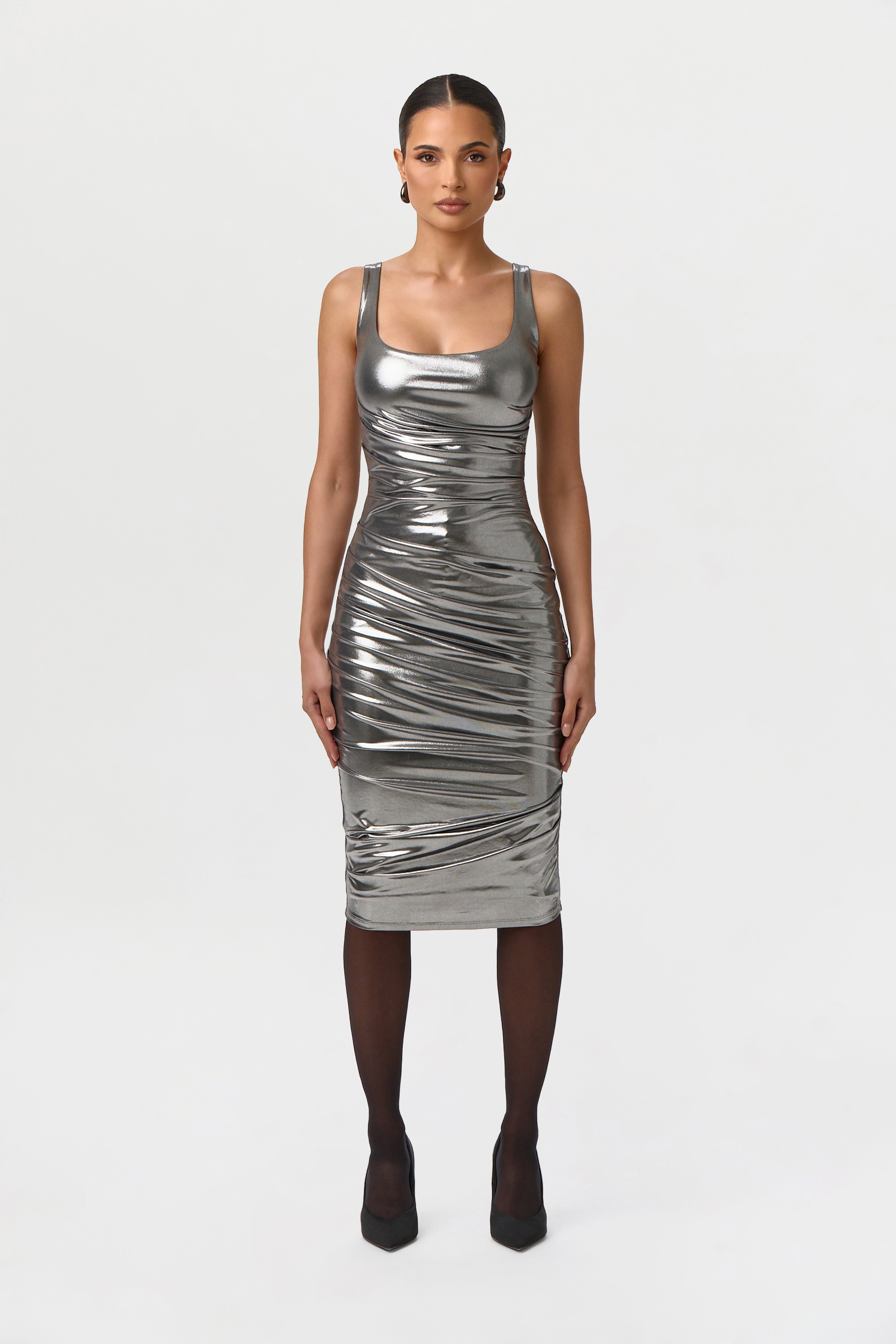 Liquid Jersey Scoop Midi Dress