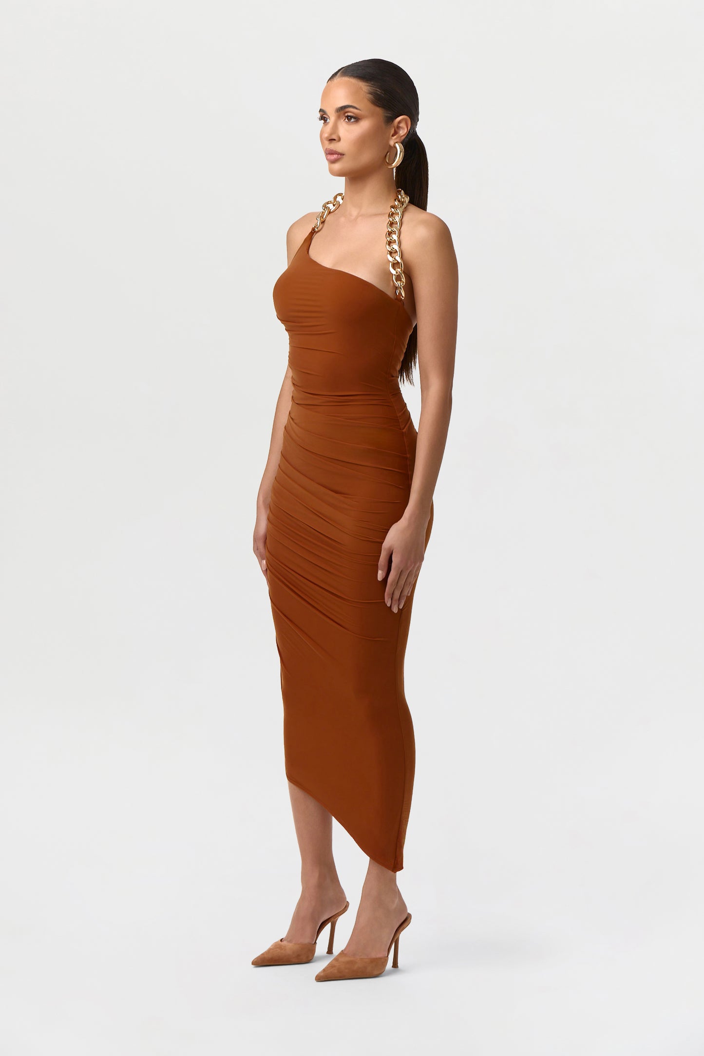Bare Body Halter Chain Midi Dress