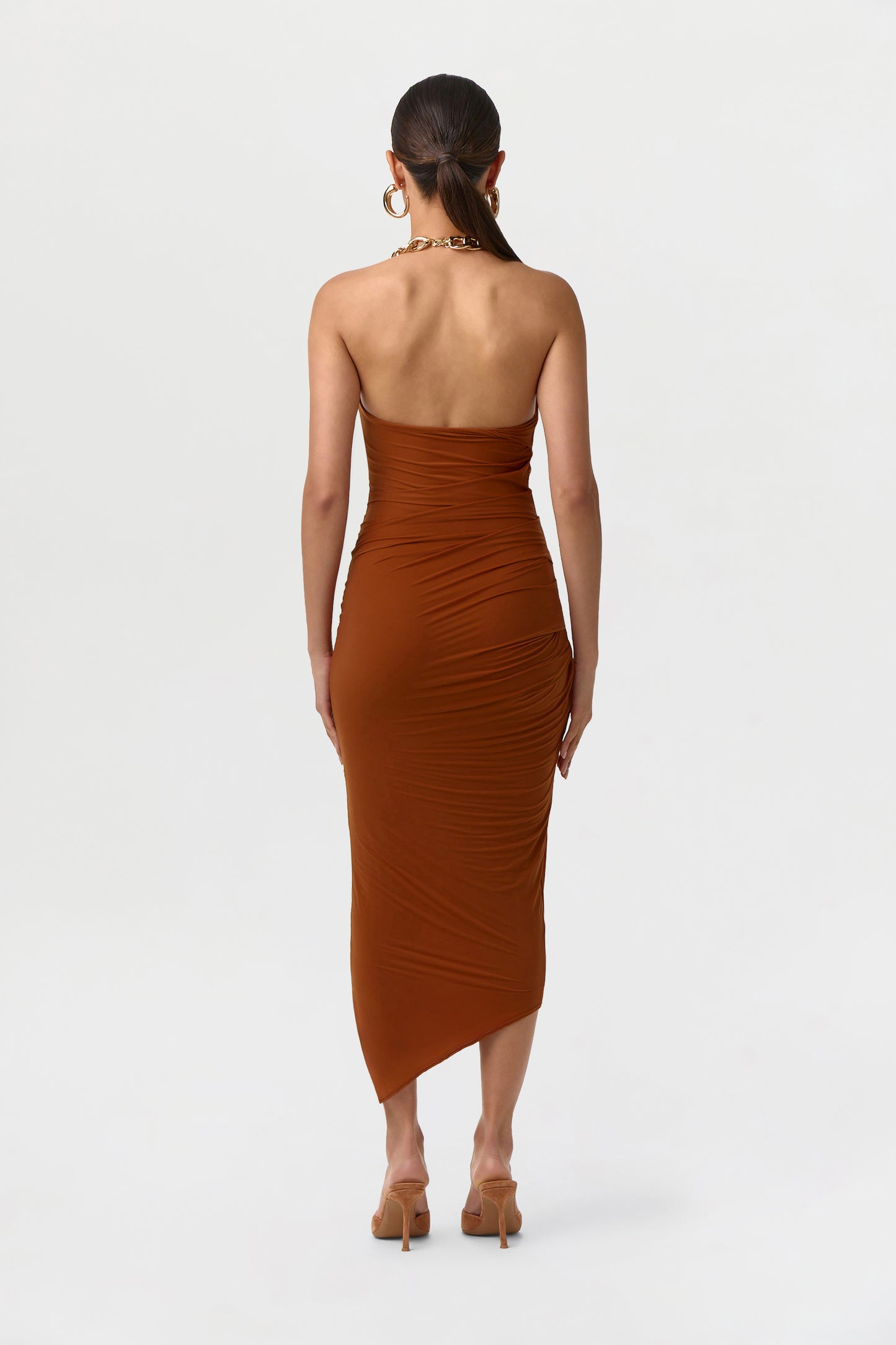 Bare Body Halter Chain Midi Dress