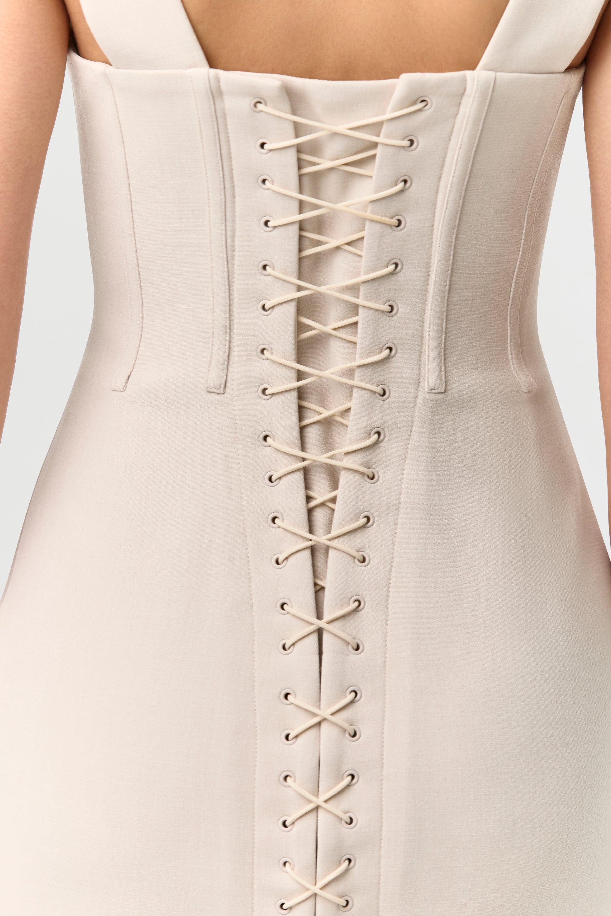 Women's Suiting Lace-Up Midi Dress by Naked Wardrobe, Mlange Beige / XS Women's Suiting Lace-Up Midi Dress by Naked Wardrobe, Mlange Beige / XS