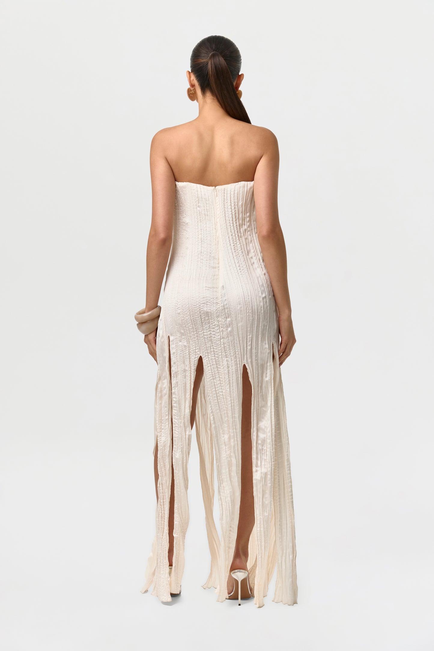 Satin Plissé Tube Dress