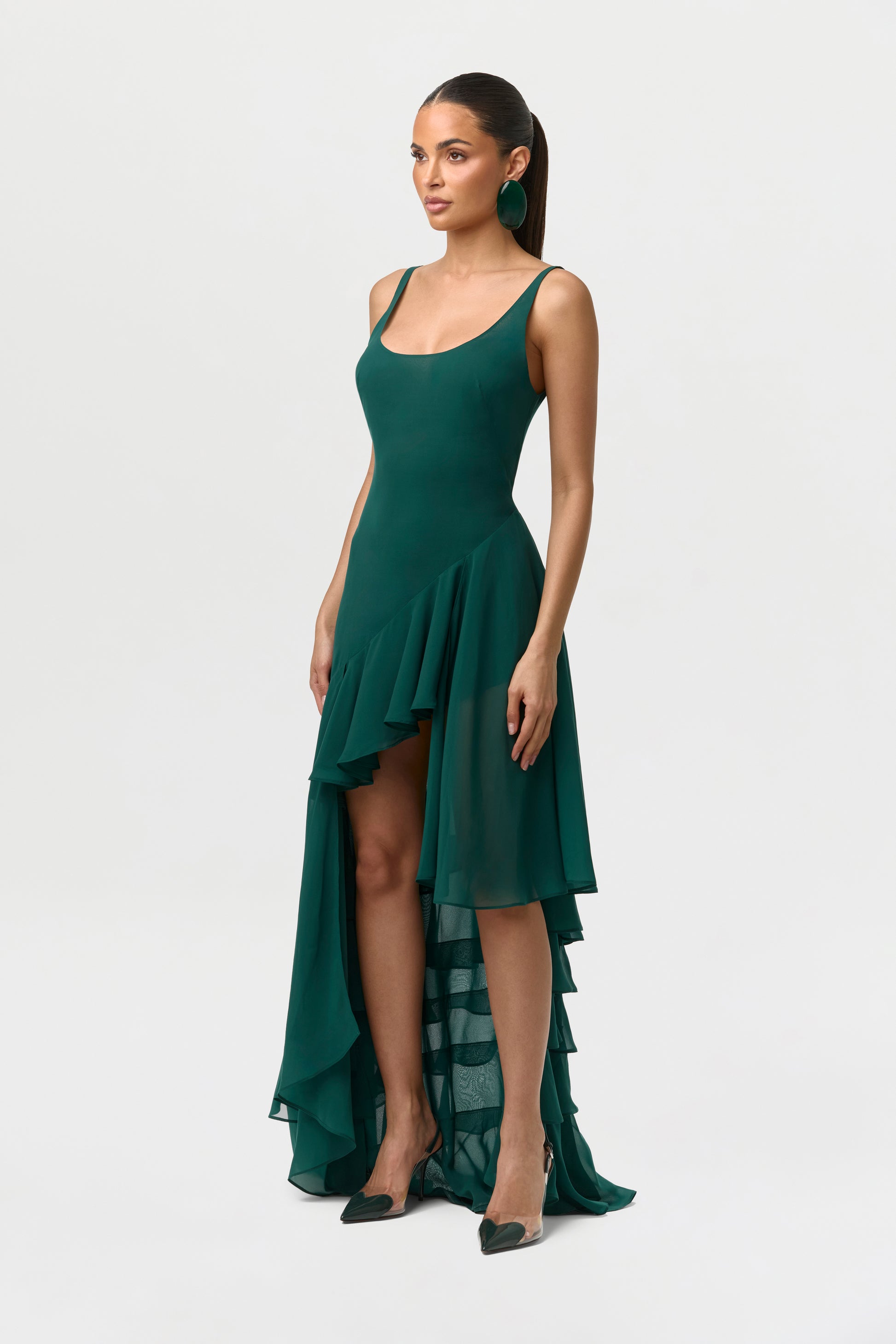 Chiffon Asymmetric Ruffle Dress Chiffon Asymmetric Ruffle Dress
