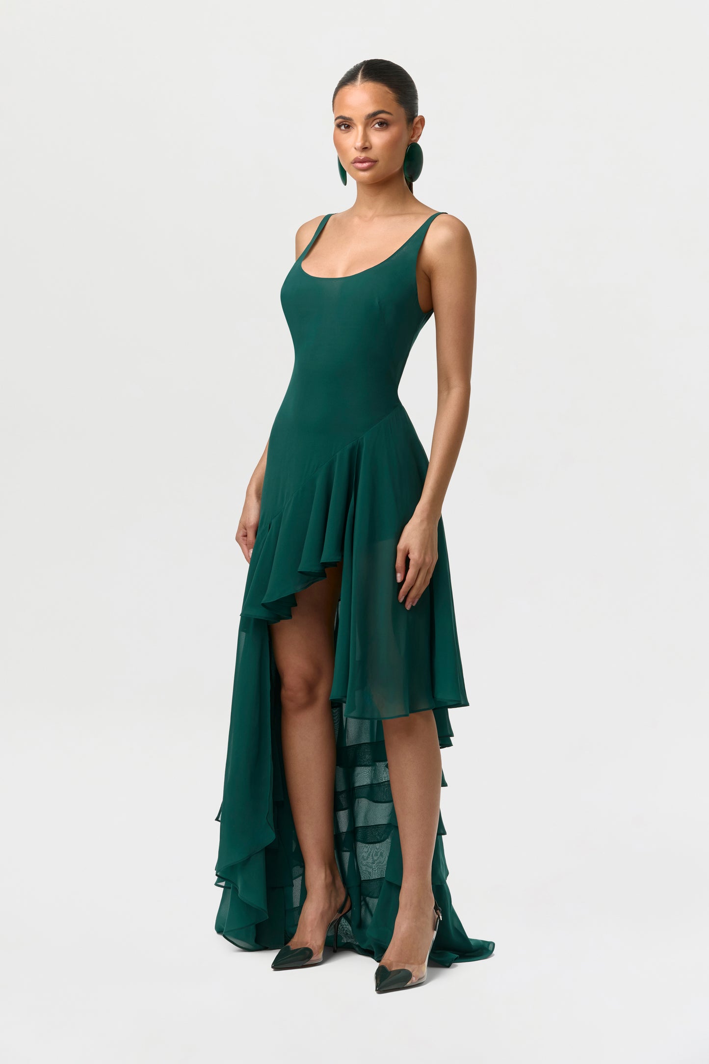 Chiffon Asymmetric Ruffle Dress Chiffon Asymmetric Ruffle Dress