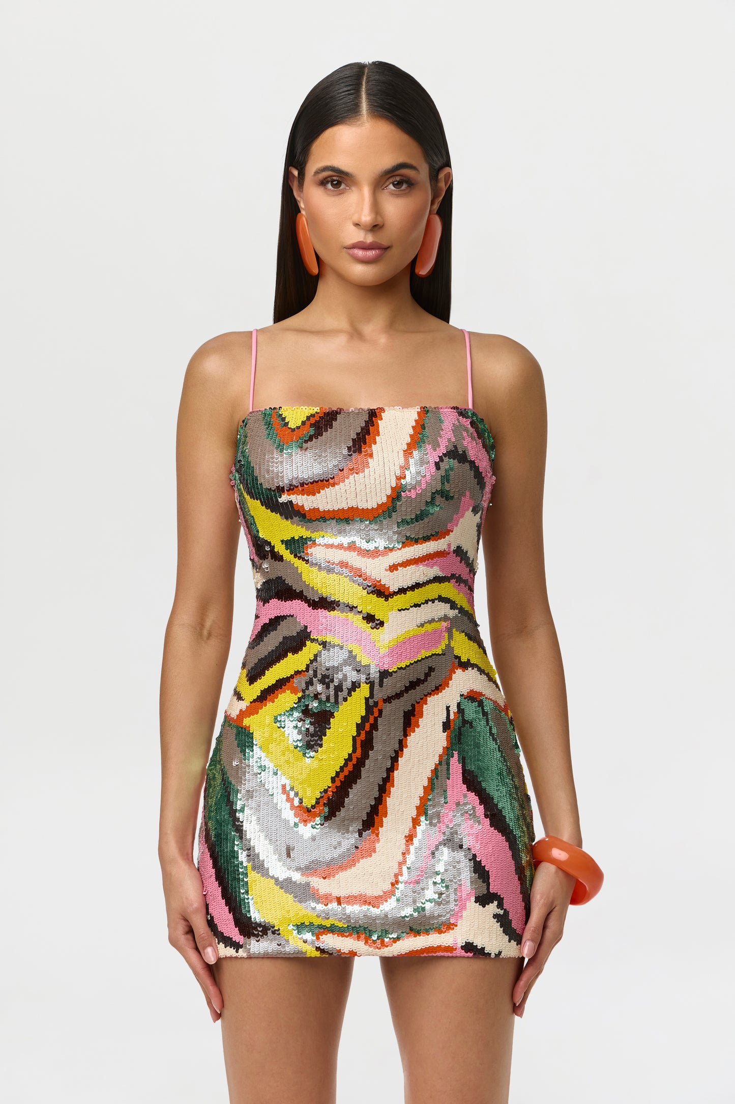 Sea Green Multi Sequin Abstract Mini Dress