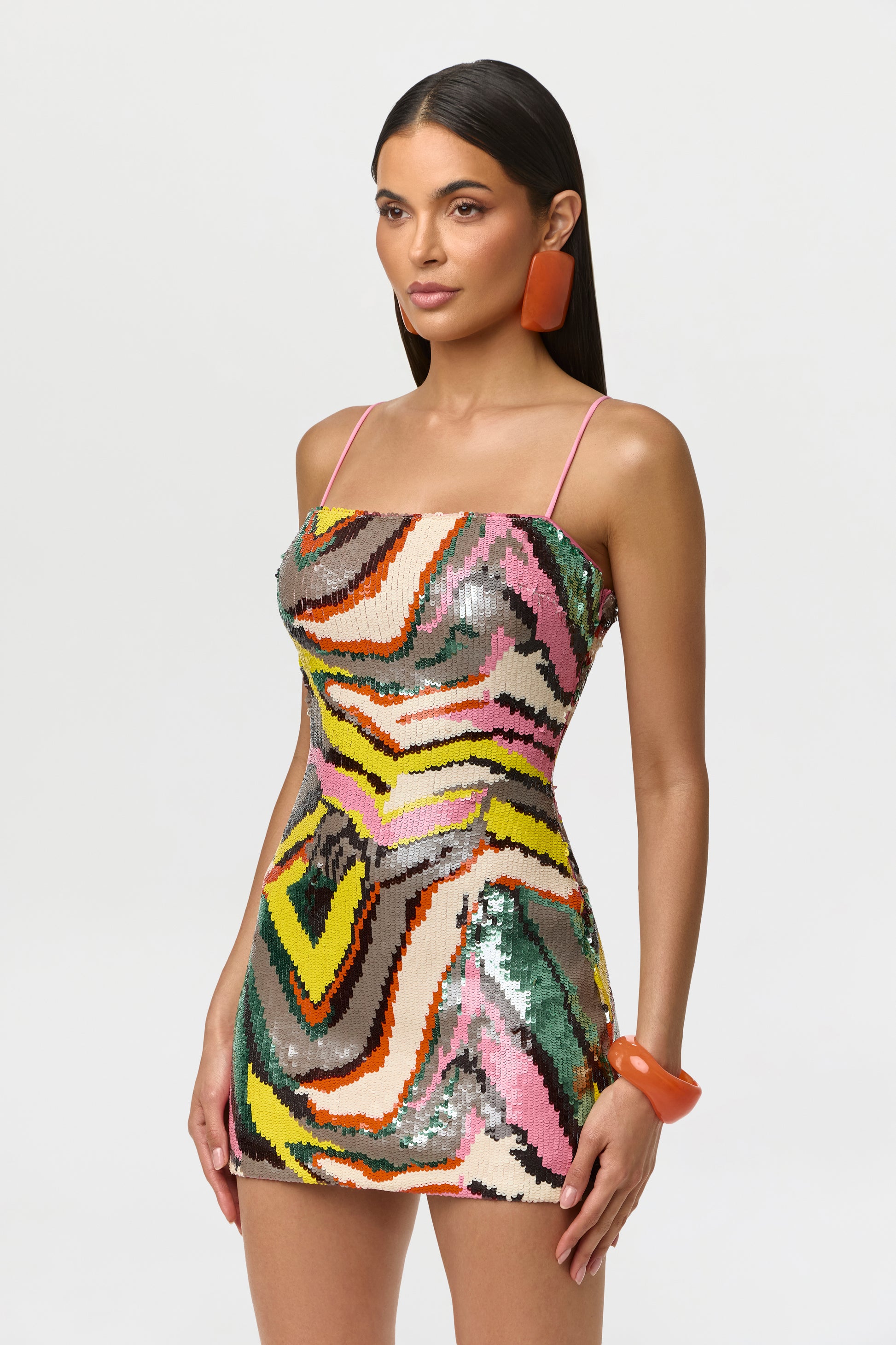 knee length dresses for ladies Poppin Bubbly Sequin Mini Dress - Multi, Small | Hazel and Olive main image 0