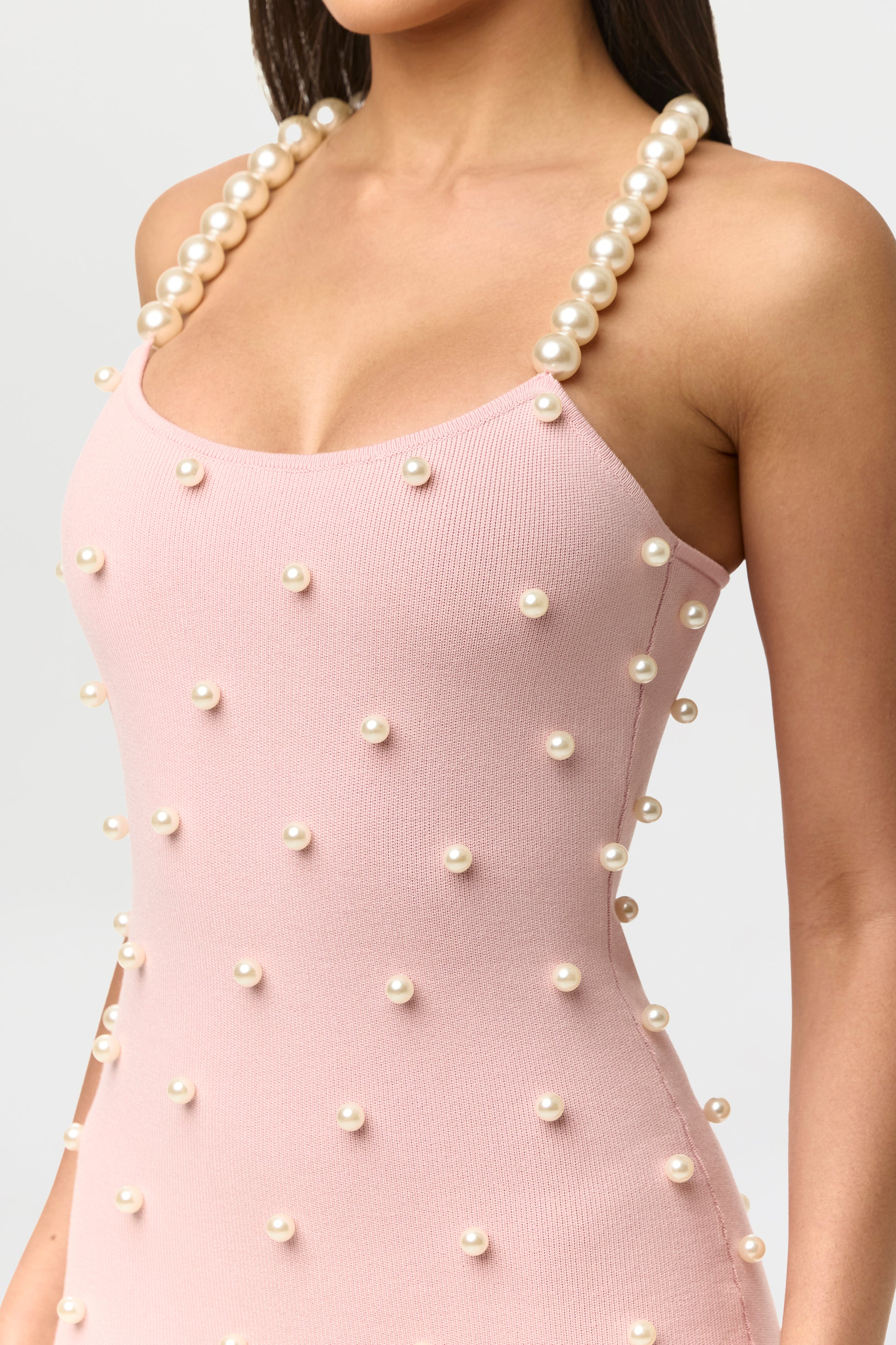 Women's Knit Pearl Mini Dress by Naked Wardrobe, Cotton Candy / L Women's Knit Pearl Mini Dress by Naked Wardrobe, Cotton Candy / L