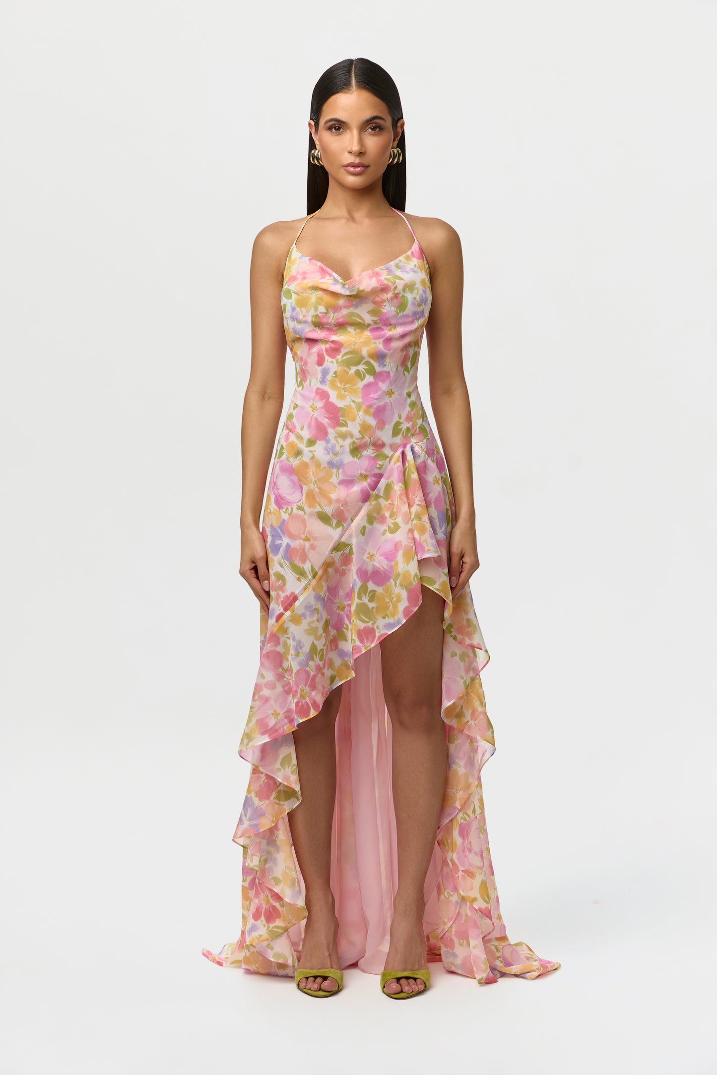 Chiffon Print Ruffle Dress