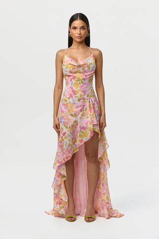 Chiffon Print Ruffle Dress