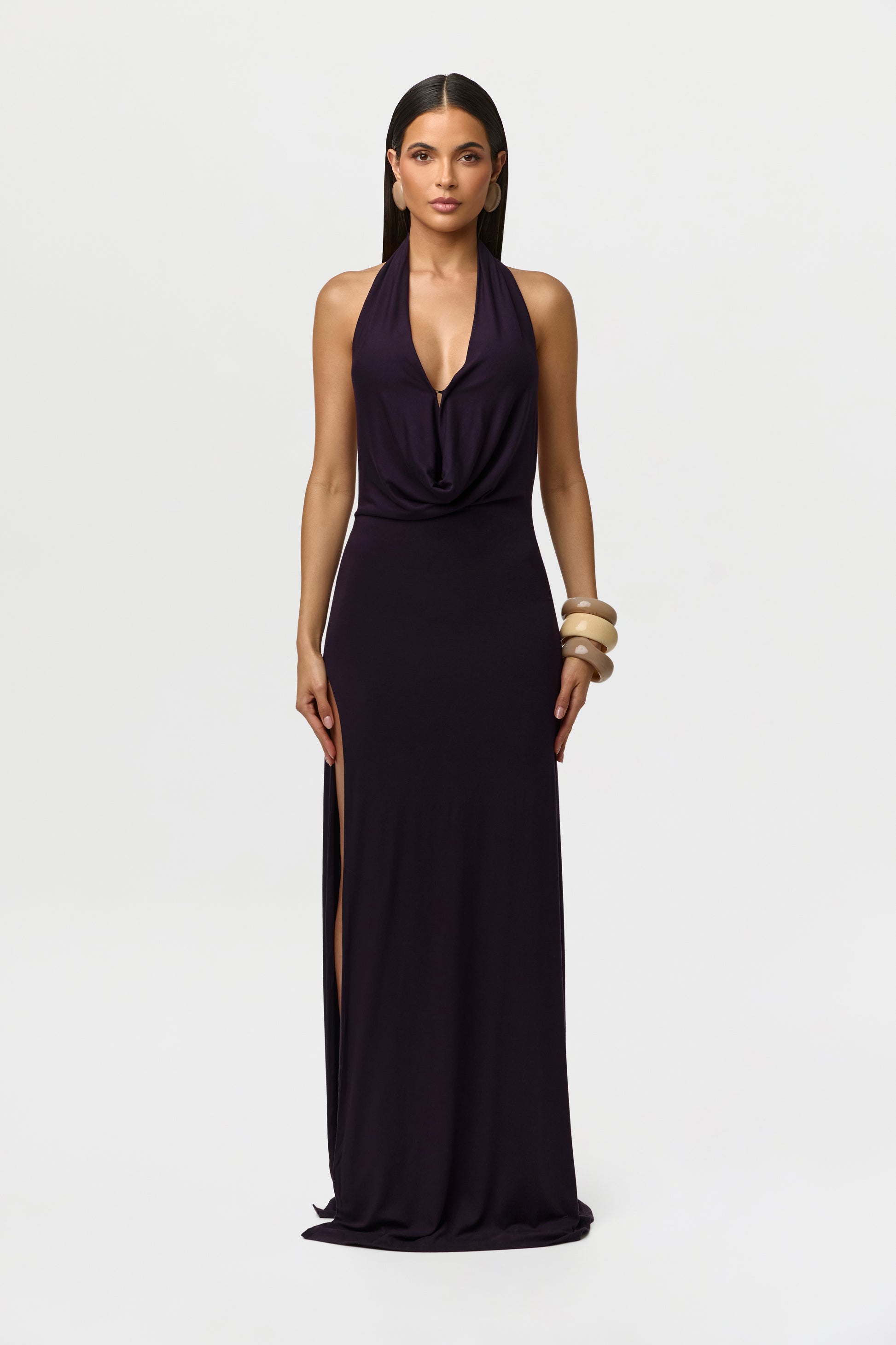 Smooth Plunge Halter Maxi Dress Naked Wardrobe Smooth Plunge Halter Maxi Dress Naked Wardrobe