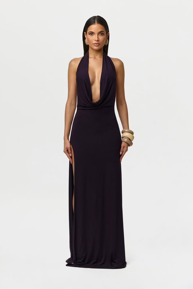 Smooth Plunge Halter Maxi Dress Naked Wardrobe Smooth Plunge Halter Maxi Dress Naked Wardrobe