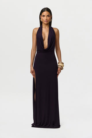 Smooth Plunge Halter Maxi Dress