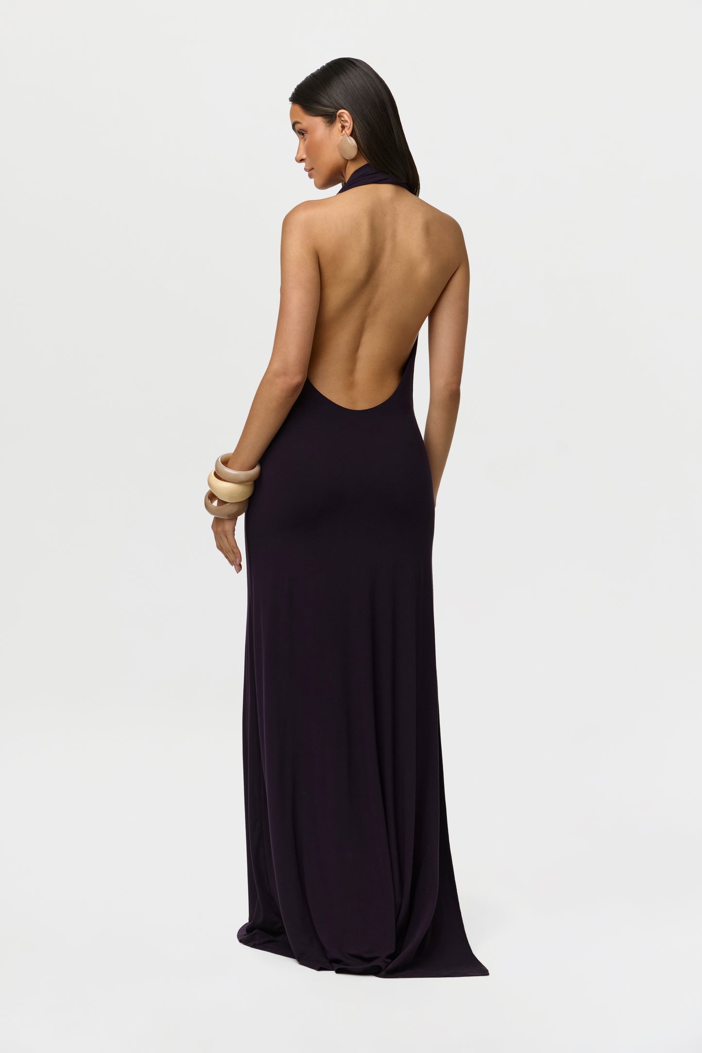backless halter maxi dress Timeless Halter Maxi Dress – Hand-Dyed Open Back Dress with High Slit main image 0