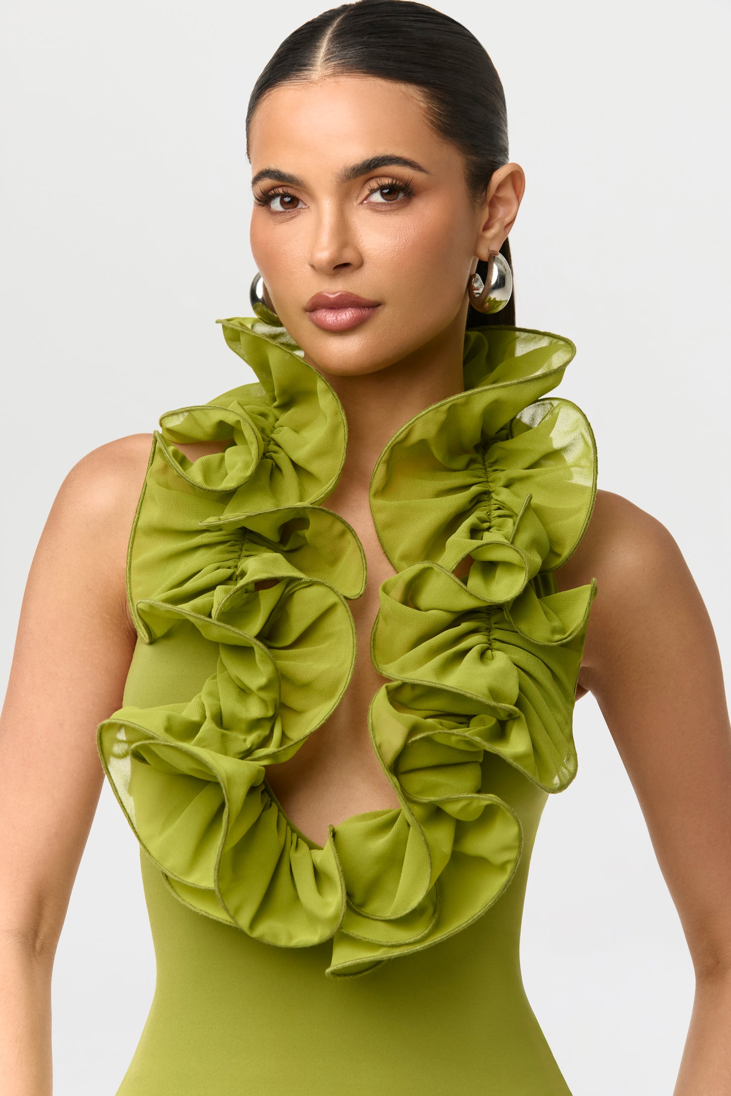 Naked Ruffle Halter Maxi Dress