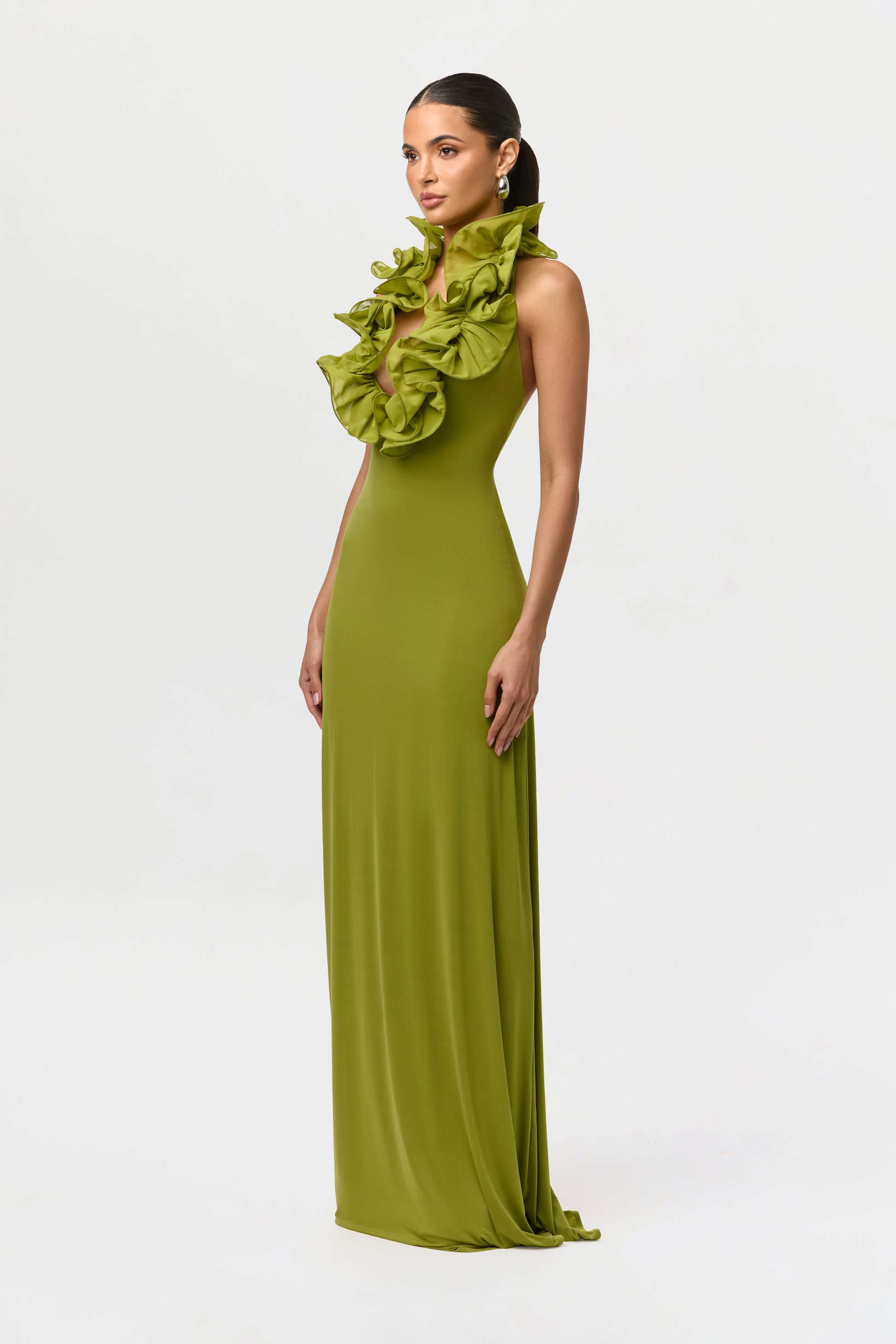 Women's Naked Ruffle Halter Maxi Dress by Naked Wardrobe, Mojito / XL Women's Naked Ruffle Halter Maxi Dress by Naked Wardrobe, Mojito / XL