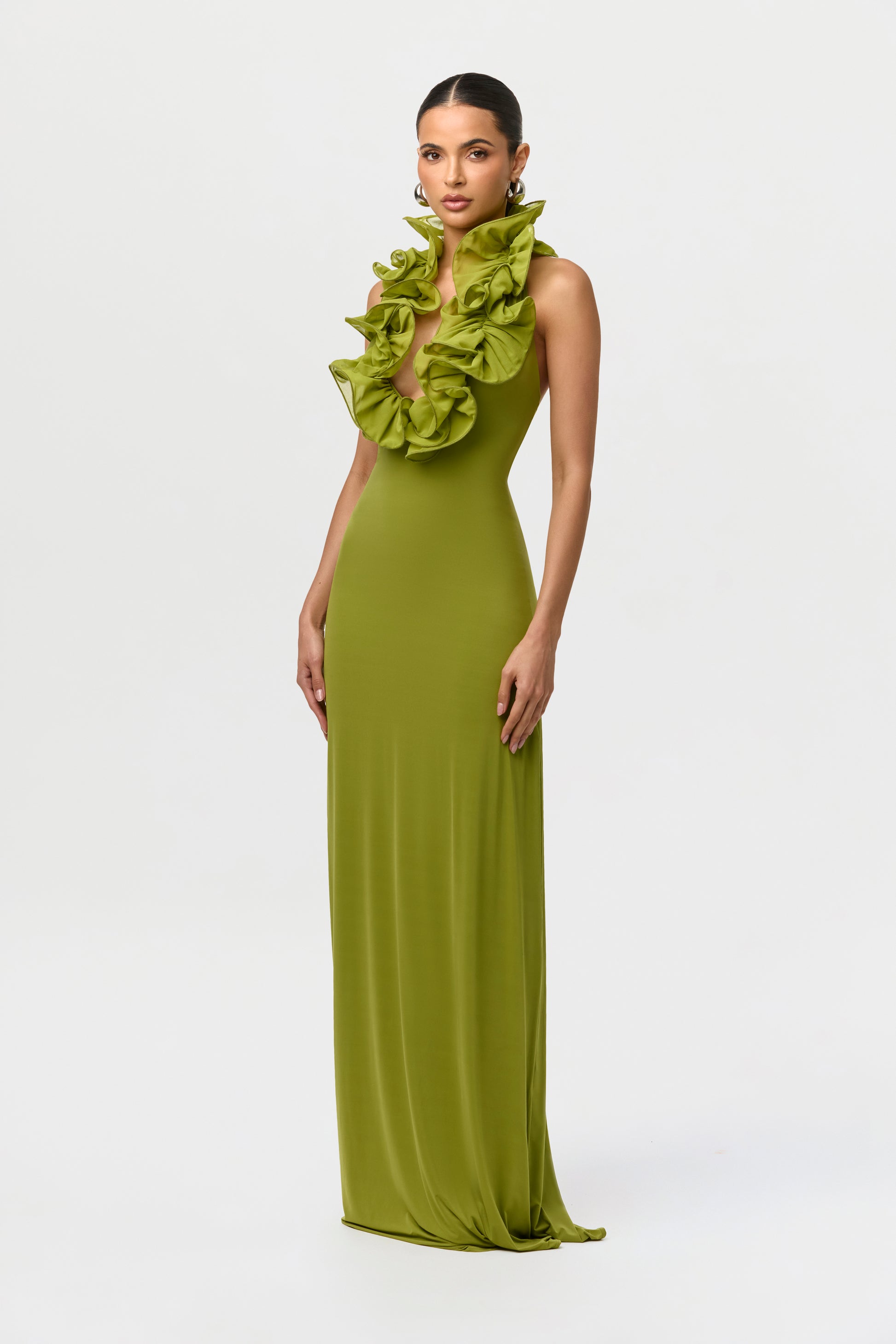 Women's Naked Ruffle Halter Maxi Dress by Naked Wardrobe, Mojito / XL Women's Naked Ruffle Halter Maxi Dress by Naked Wardrobe, Mojito / XL