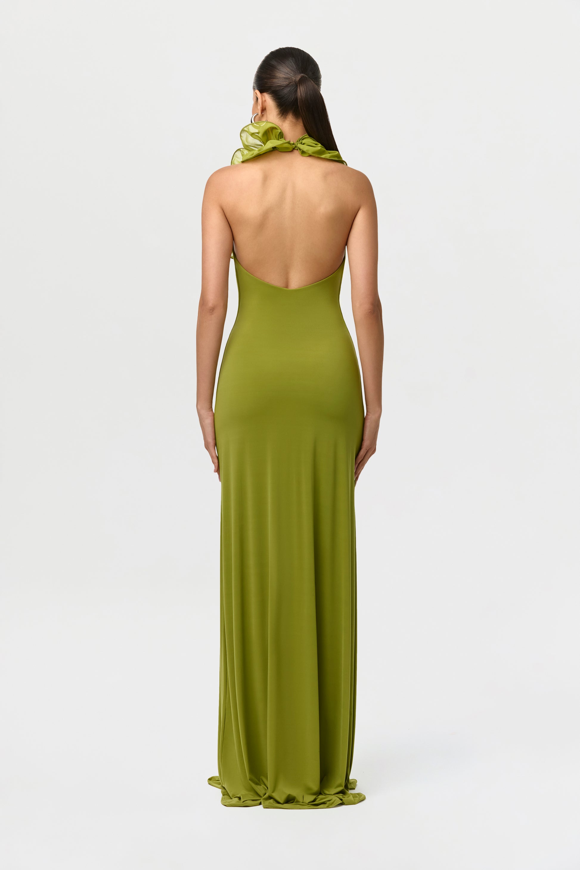 Naked Ruffle Halter Maxi Dress