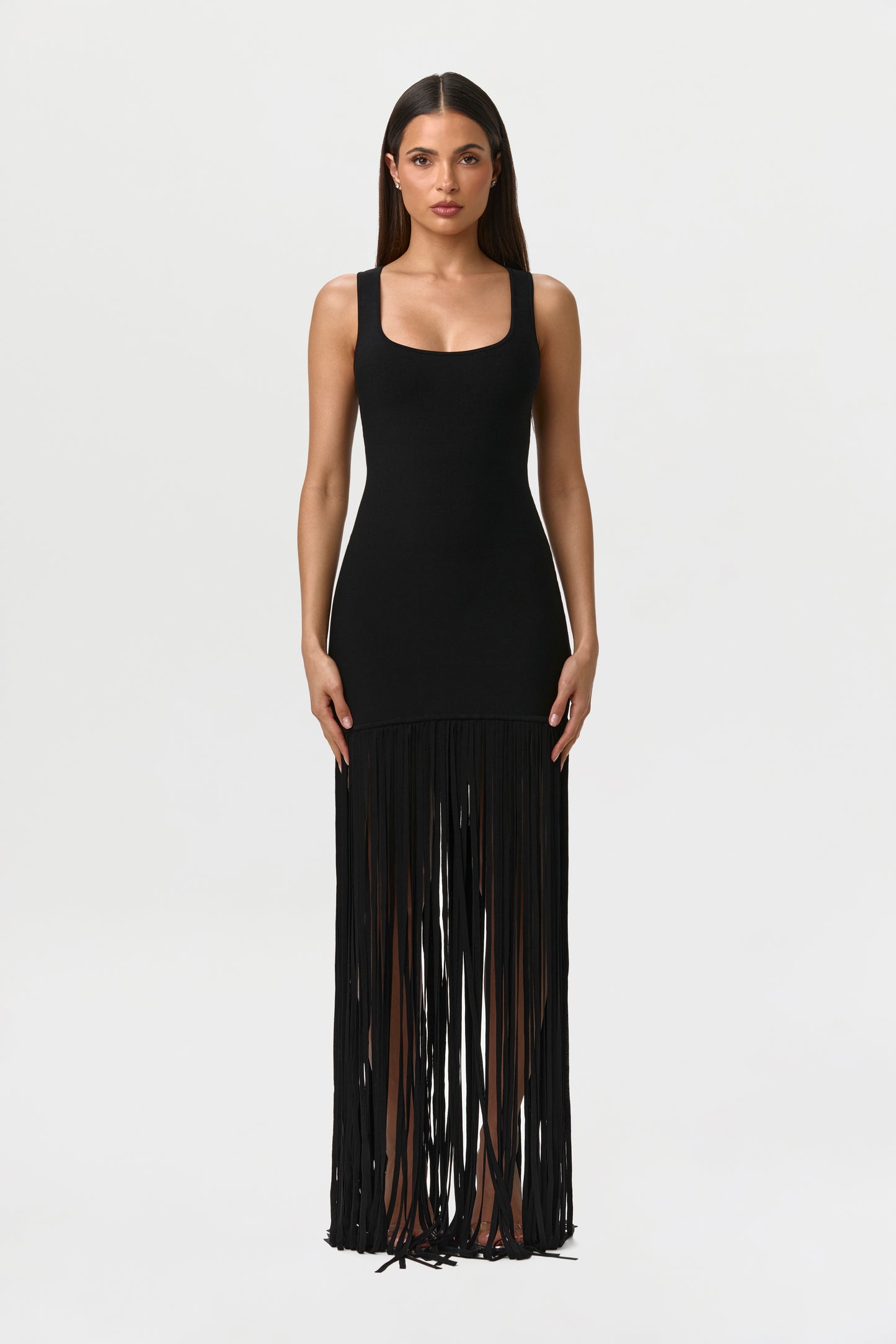 Naked Wardrobe Women's Knit Fringe Maxi Dress - Black - Maxi dresses Naked Wardrobe Women's Knit Fringe Maxi Dress - Black - Maxi dresses