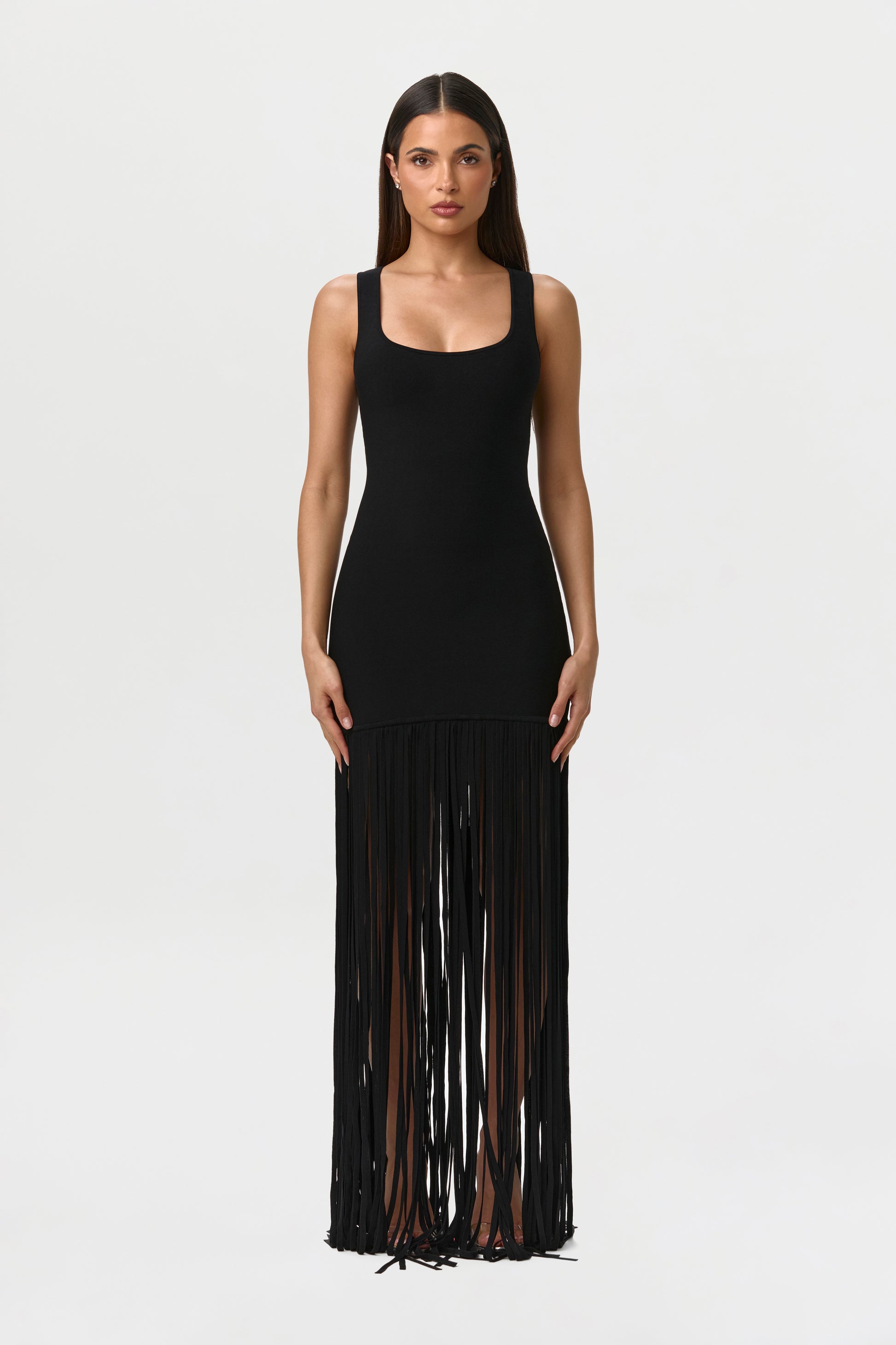 Knit Fringe Tank Dress