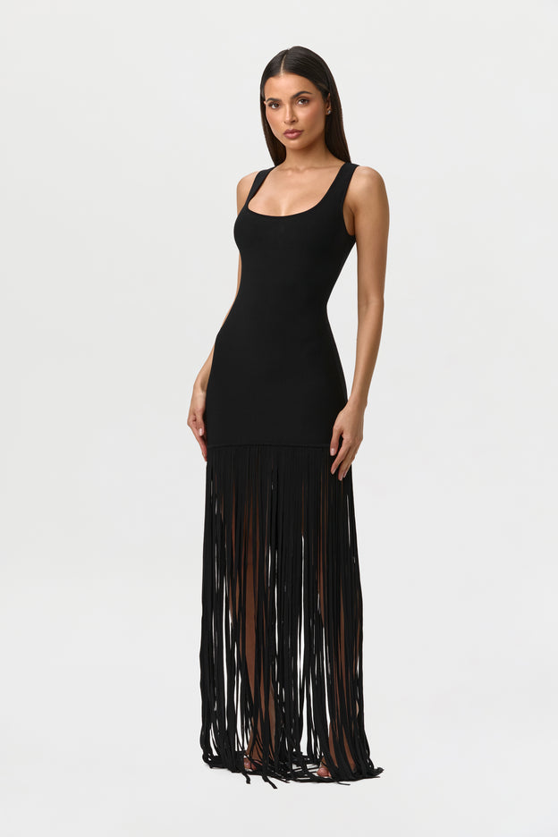Knit Fringe Tank Dress