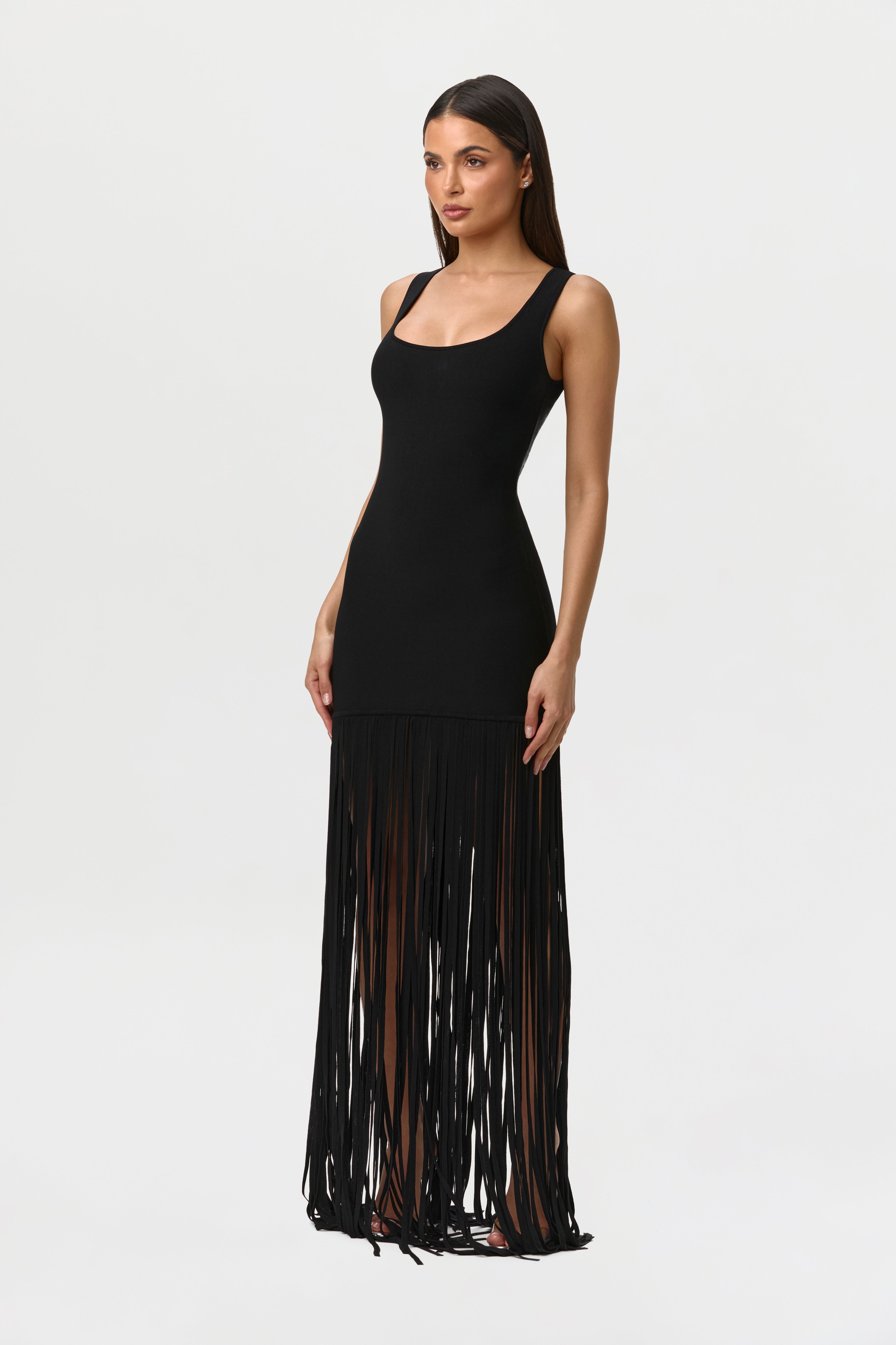 Knit Fringe Tank Dress