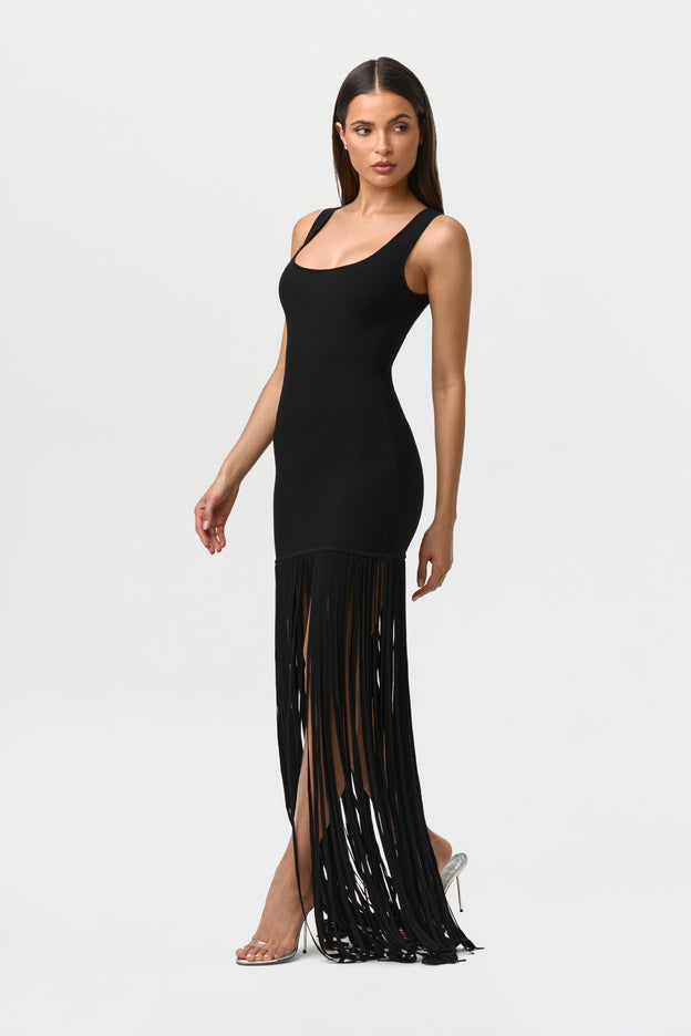 Knit Fringe Tank Dress