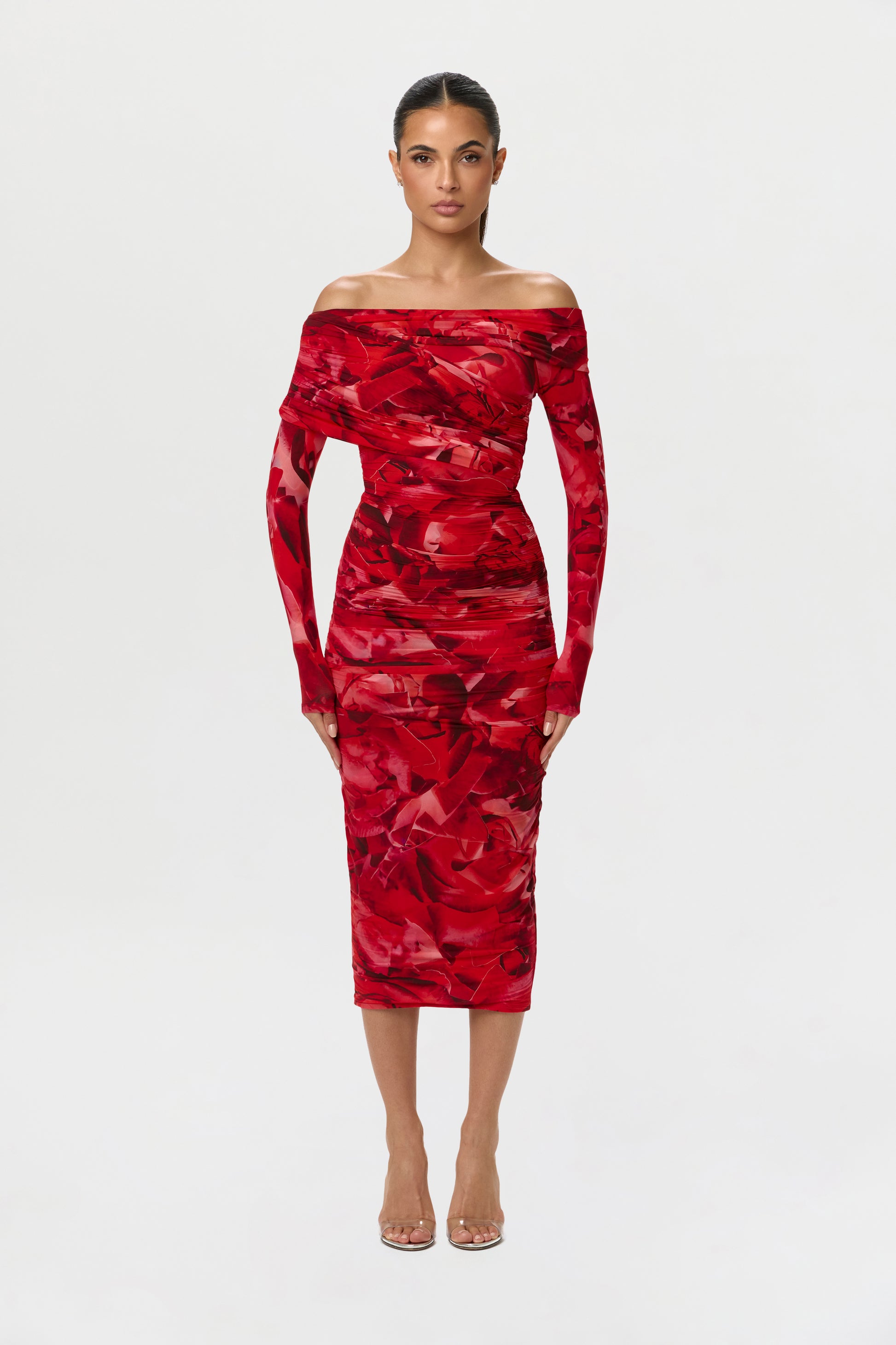 Women's Bare Body Off-Shoulder Midi Dress by Naked Wardrobe, Rouge Rose / Xs Women's Bare Body Off-Shoulder Midi Dress by Naked Wardrobe, Rouge Rose / Xs