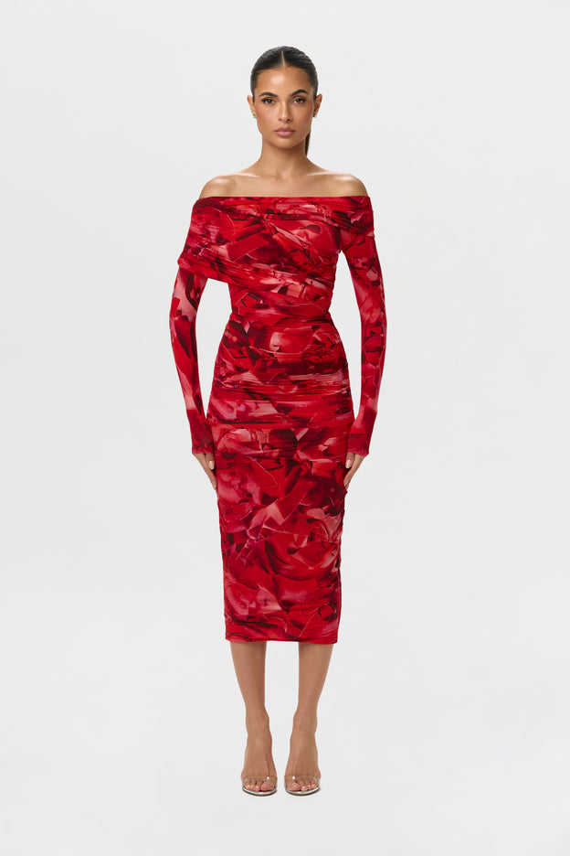 Bare Body Off-Shoulder Midi Dress