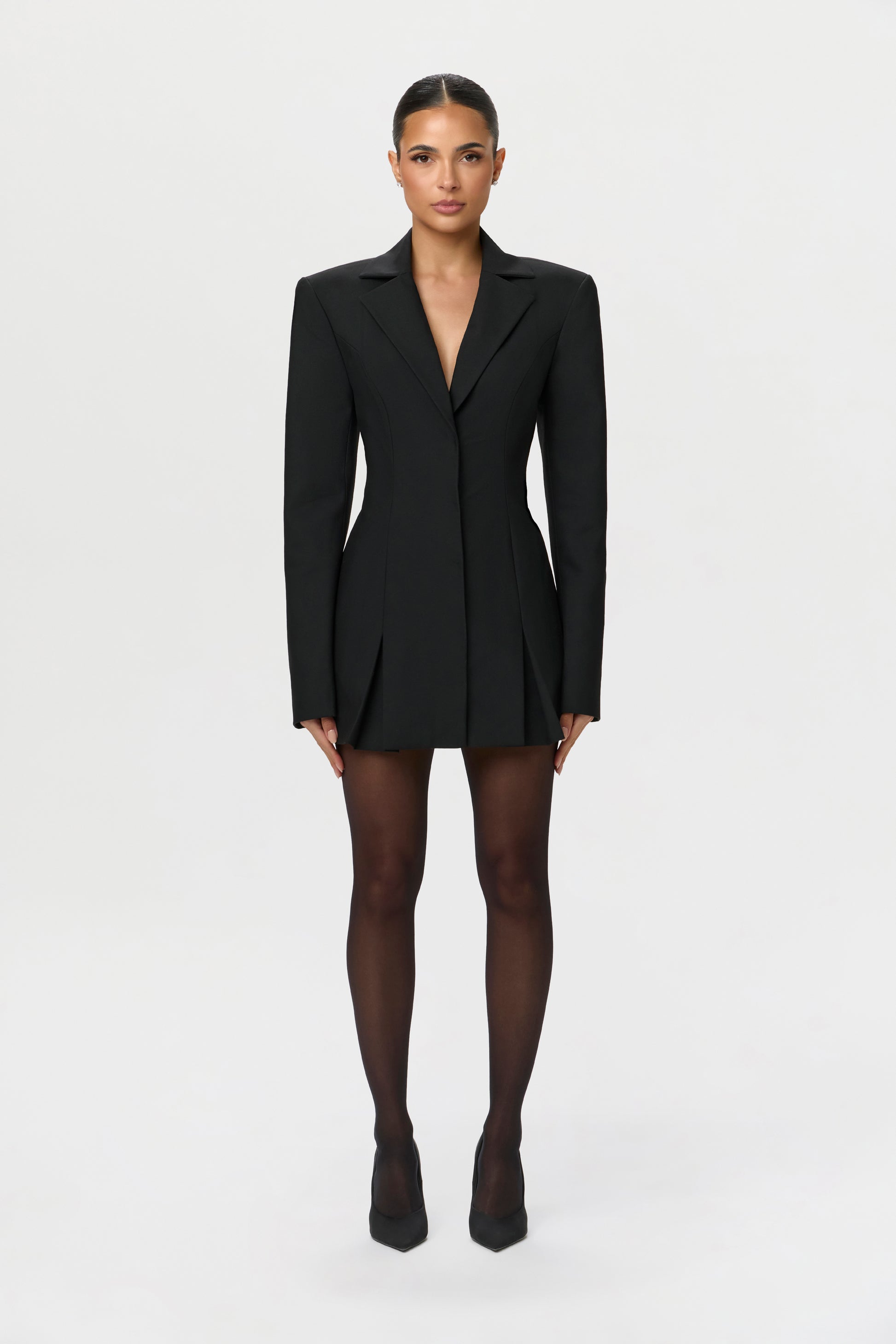 Naked Wardrobe Women's Pleated Long Sleeve Suiting Blazer Minidress - Black - Mini Dresses Naked Wardrobe Women's Pleated Long Sleeve Suiting Blazer Minidress - Black - Mini Dresses