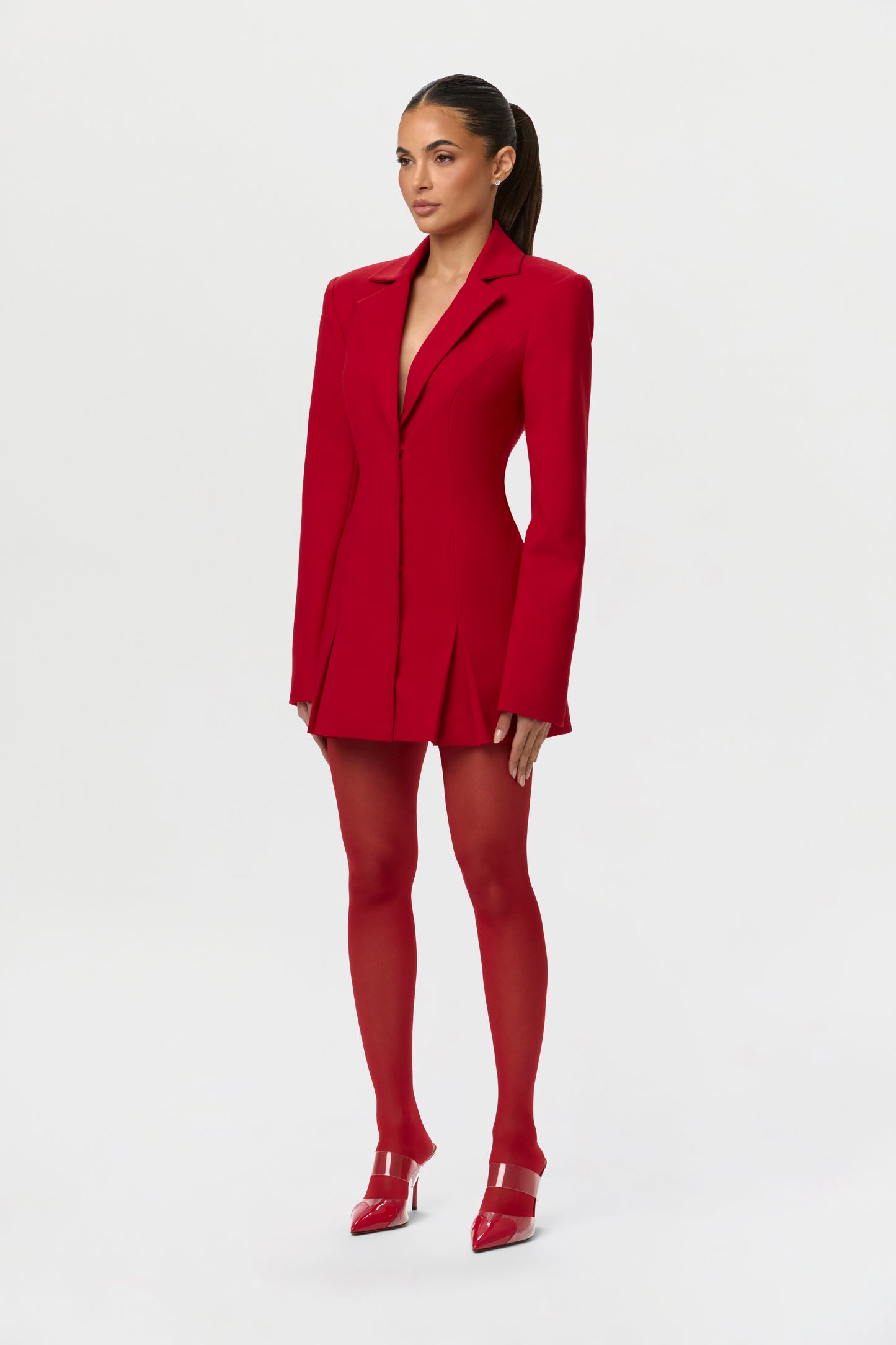 red blazer dress womens A LA MODE MINI BLAZER DRESS IN RED