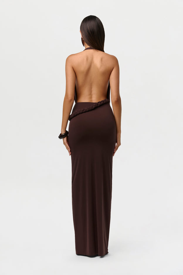 naked wardrobe brown dress NW Sculpt Tank Midi Dress Naked Wardrobe