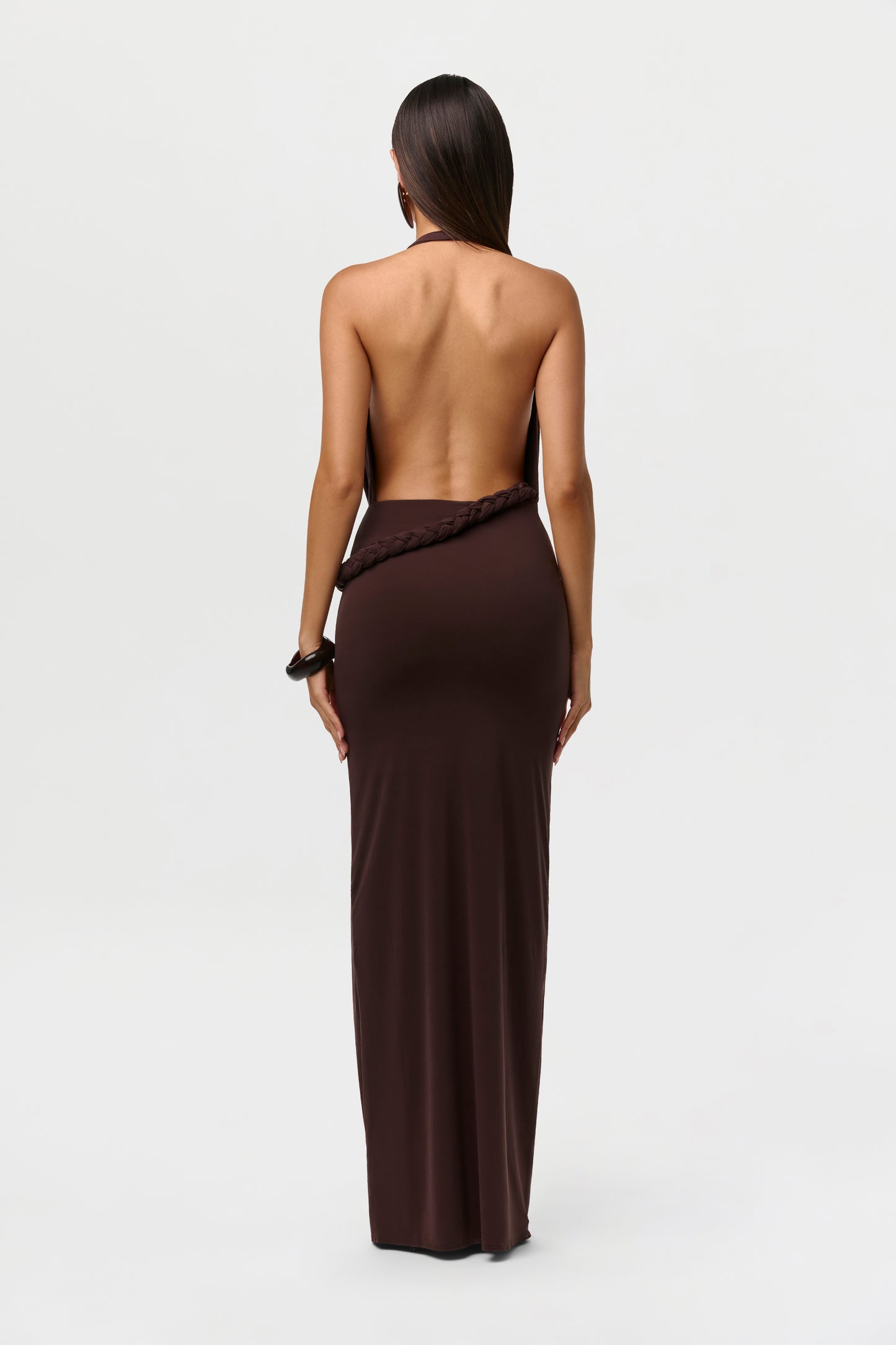 Naked Halter Braid Maxi Dress