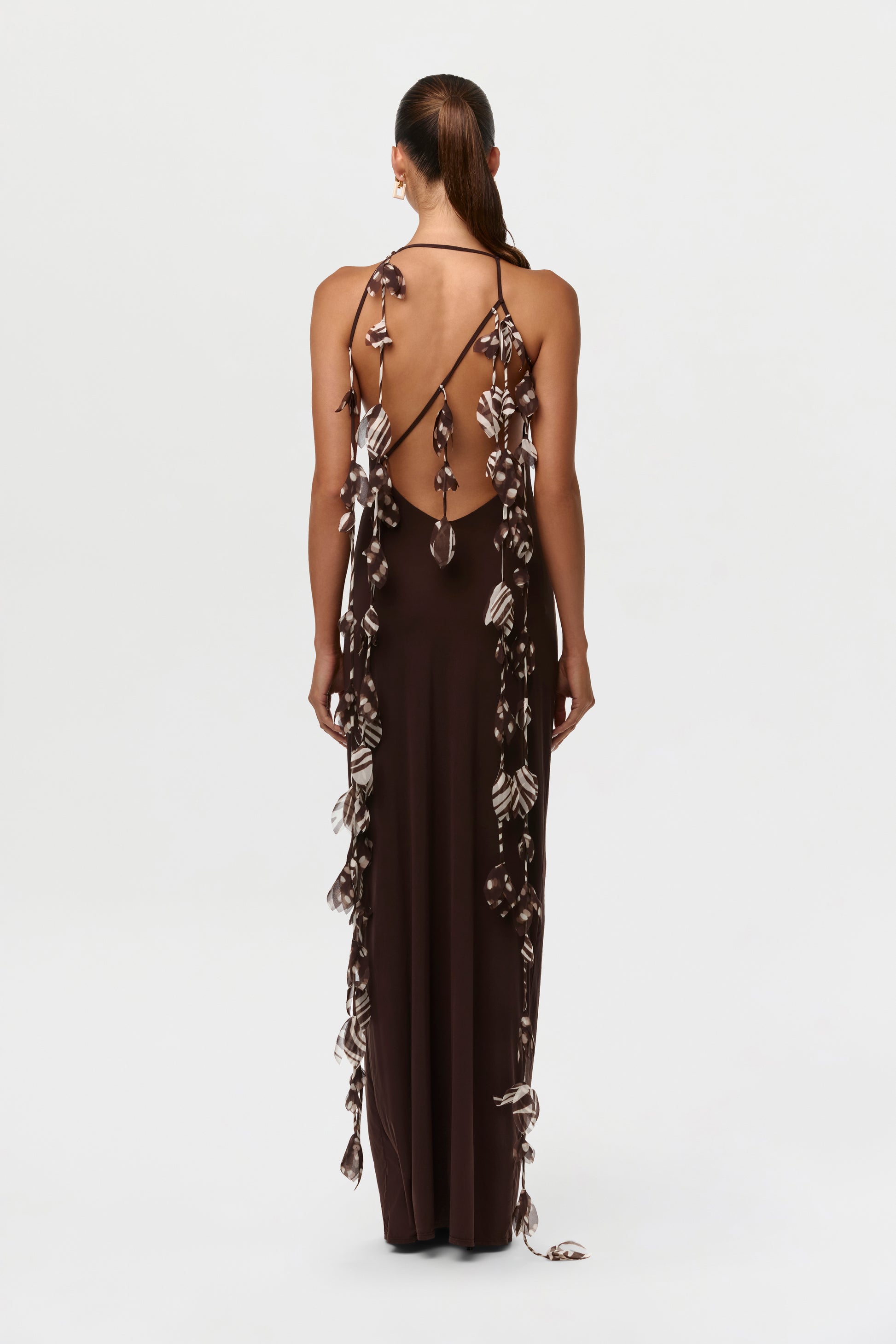 Naked Open Back Petal Dress, Dark Chocolate / XS