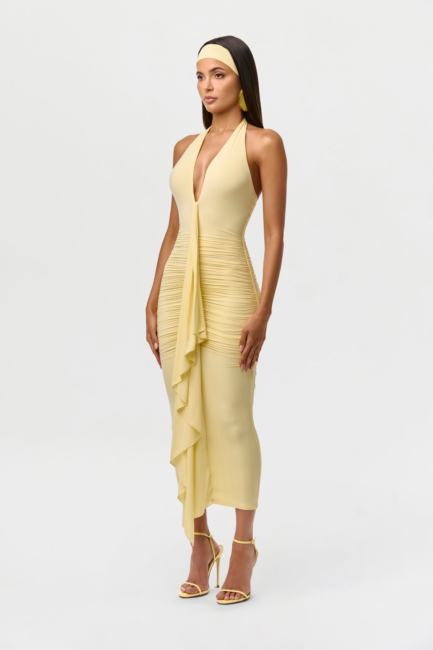 Naked Ruffle Halter Dress, Lemonade / XS