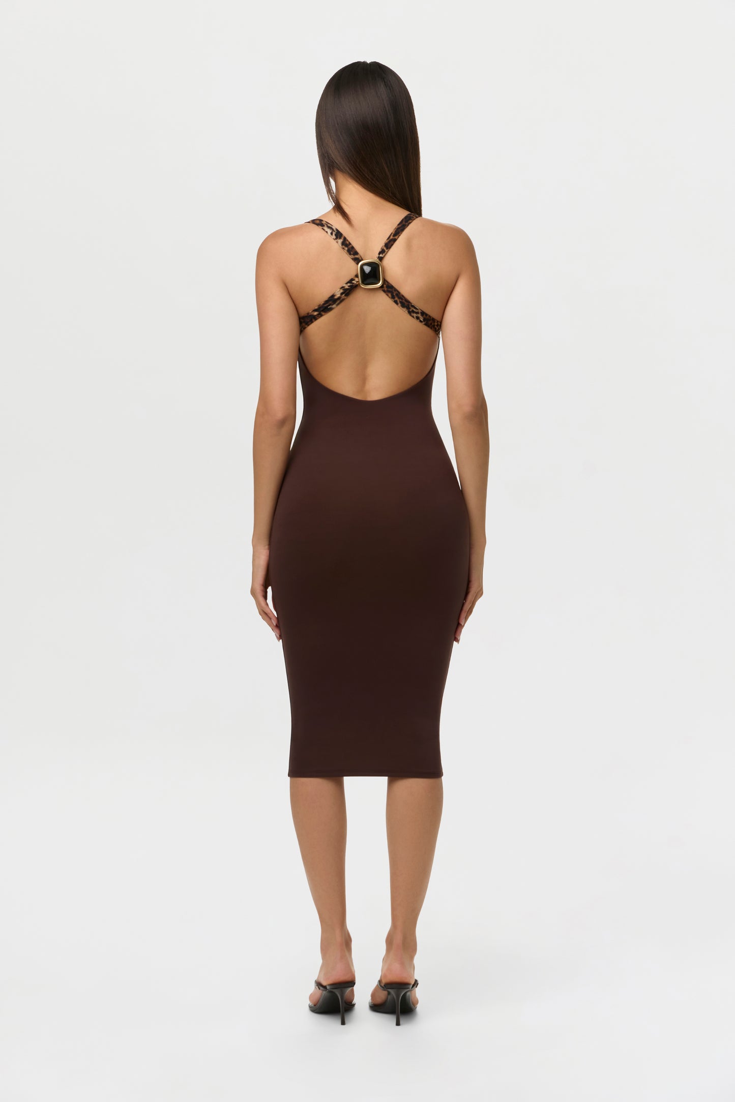 Dark Chocolate Naked Jewel Midi Dress