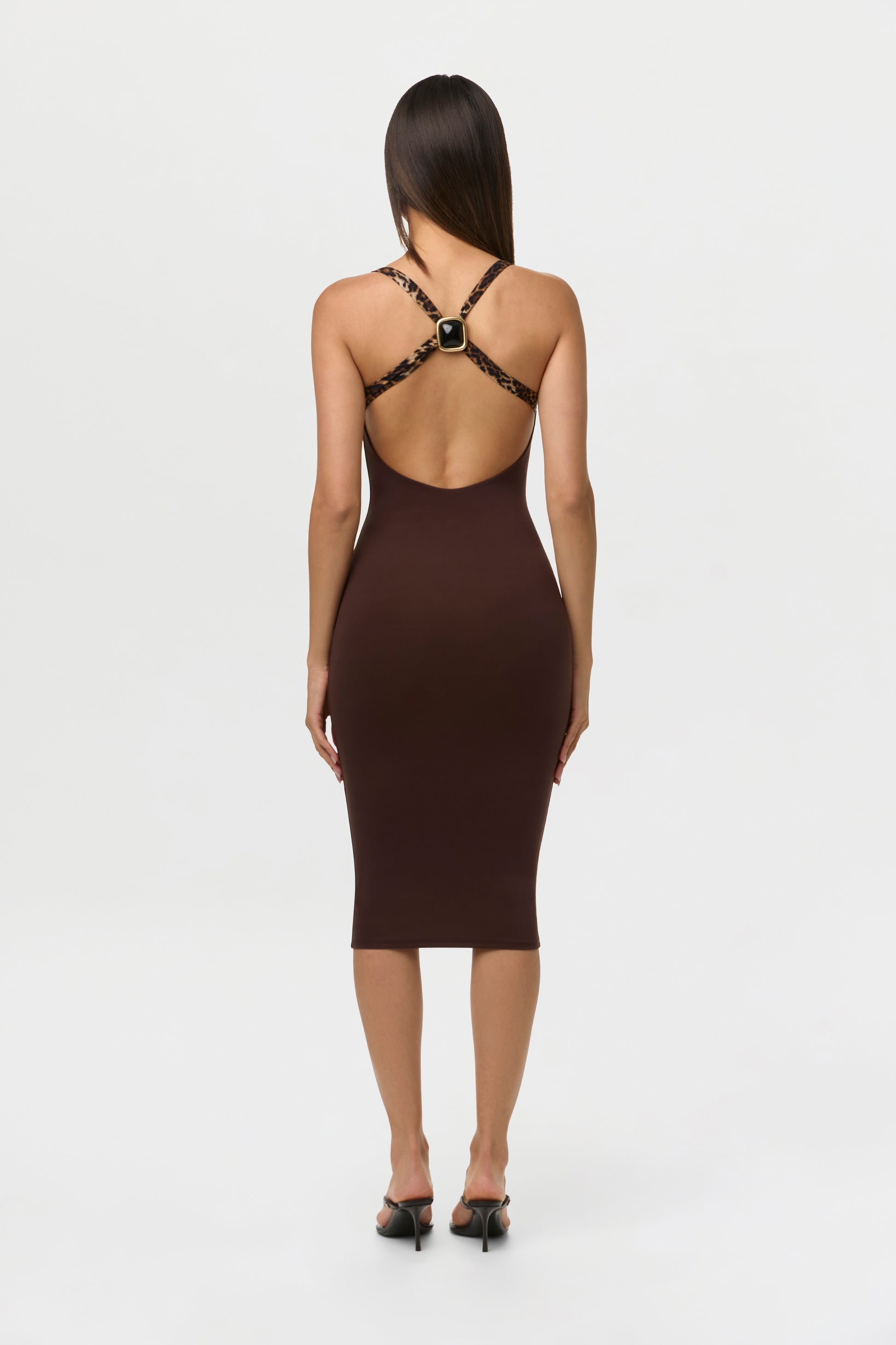 Dark Chocolate Naked Jewel Midi Dress