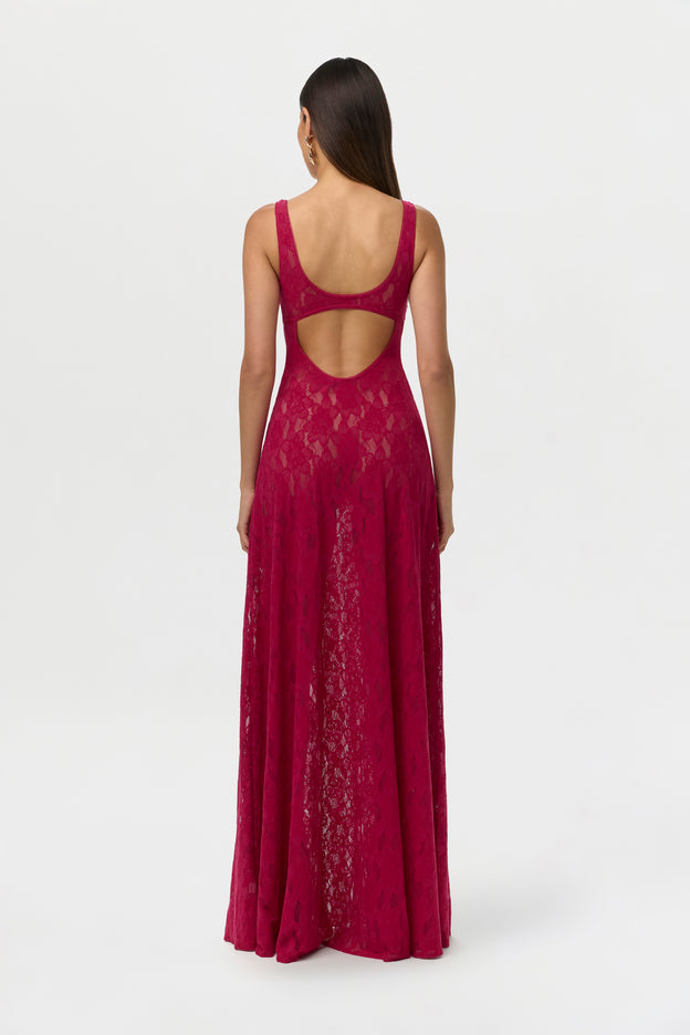 Stretch Lace Cutout Maxi Dress