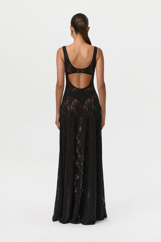 Stretch Lace Cut Out Maxi Dress