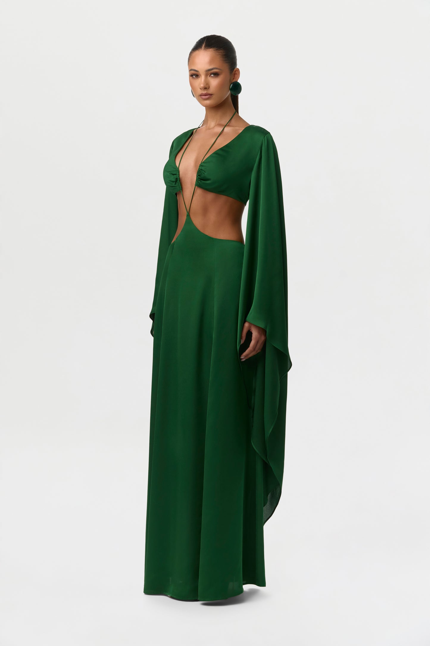 Satin Cutout Maxi Dress