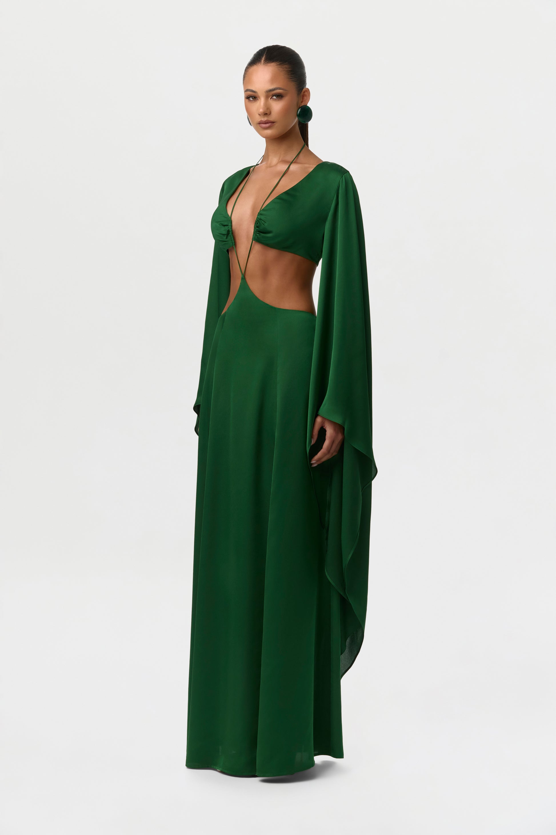 Satin Cutout Maxi Dress