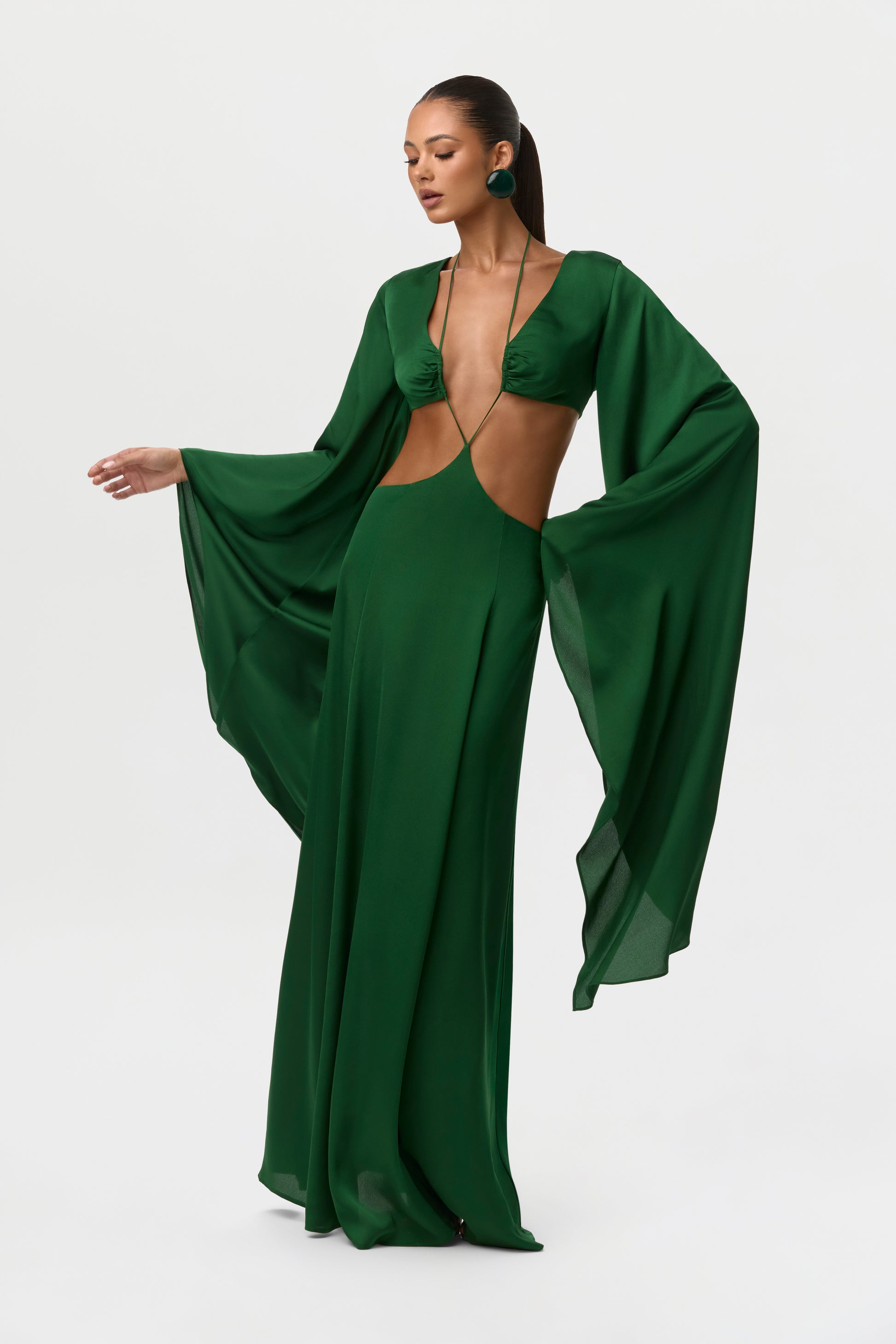 Satin Cutout Maxi Dress