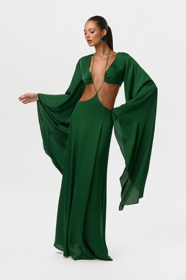 Satin Cutout Maxi Dress