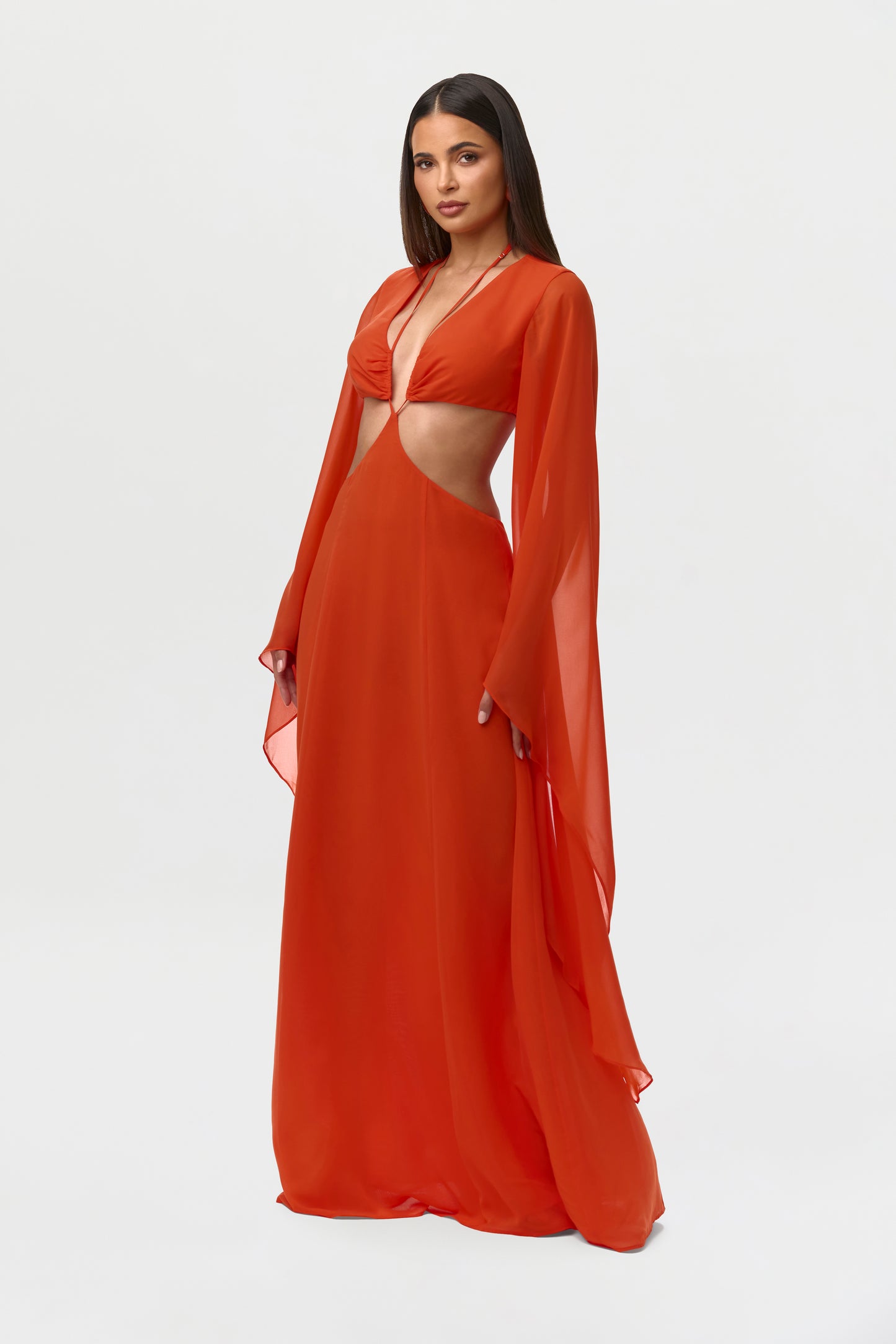 Chiffon Cutout Maxi Dress Chiffon Cutout Maxi Dress