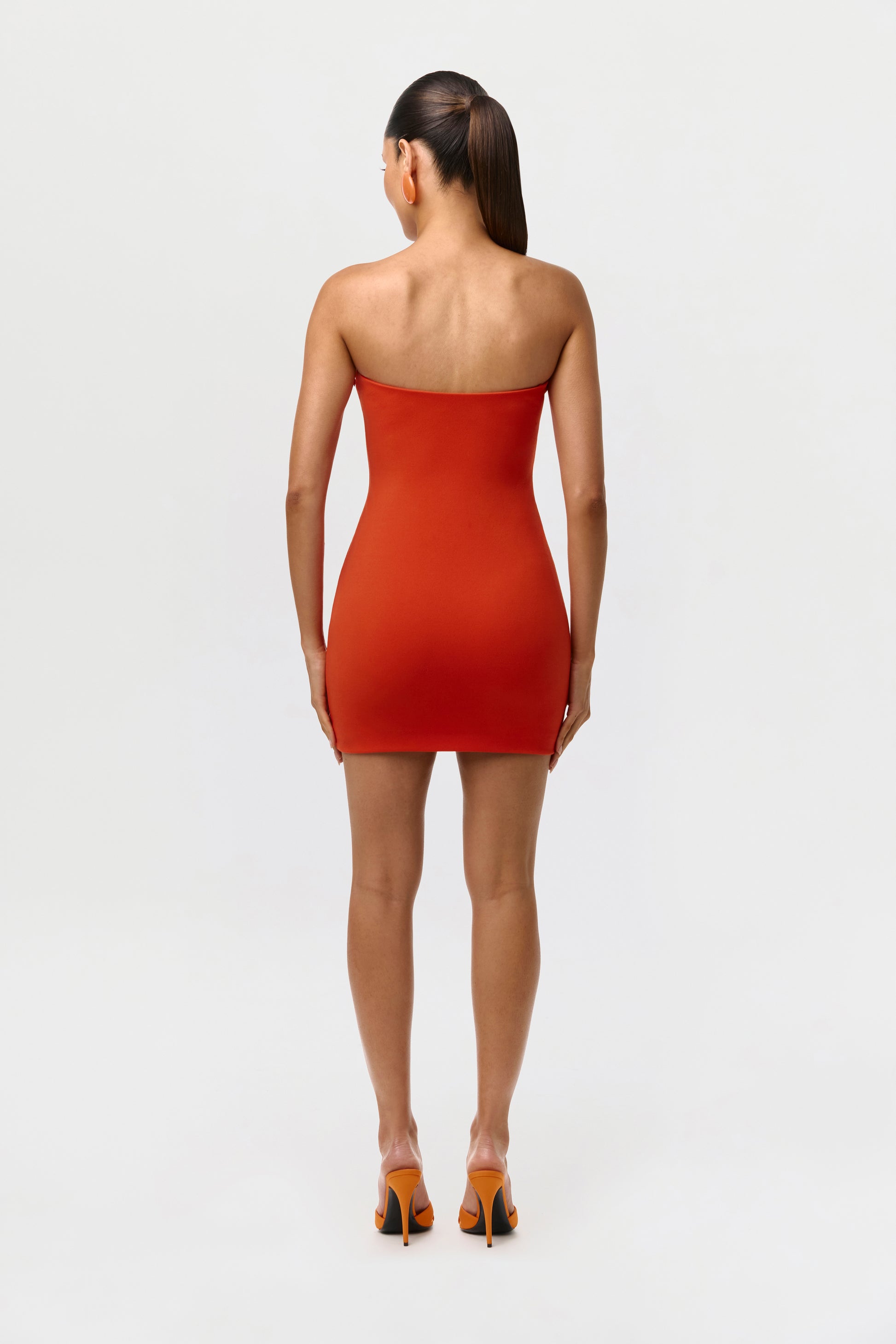 Tangerine Crepe Tube Mini Dress