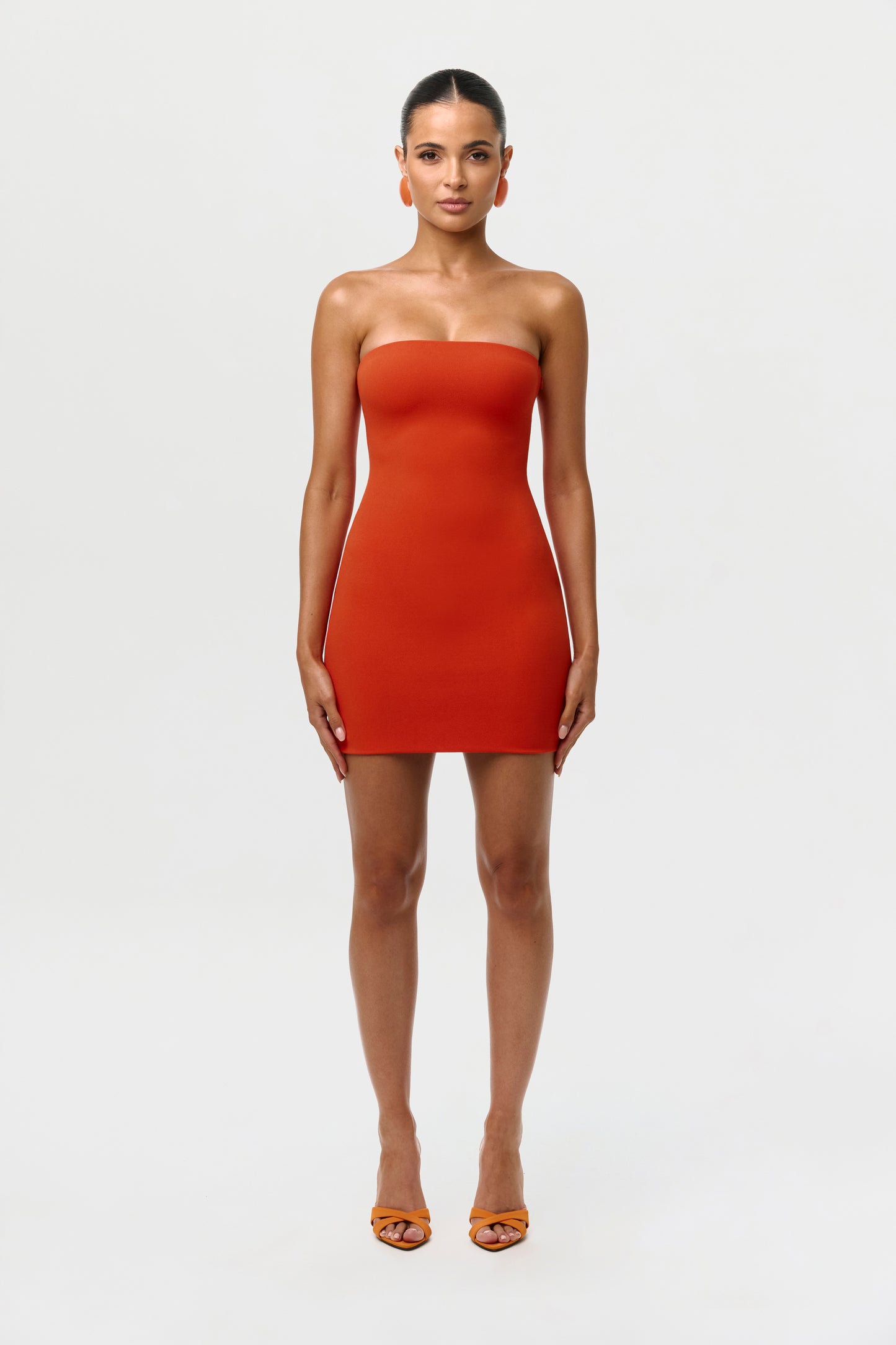 Women's Crepe Tube Mini Dress by Naked Wardrobe, Tangerine / XL