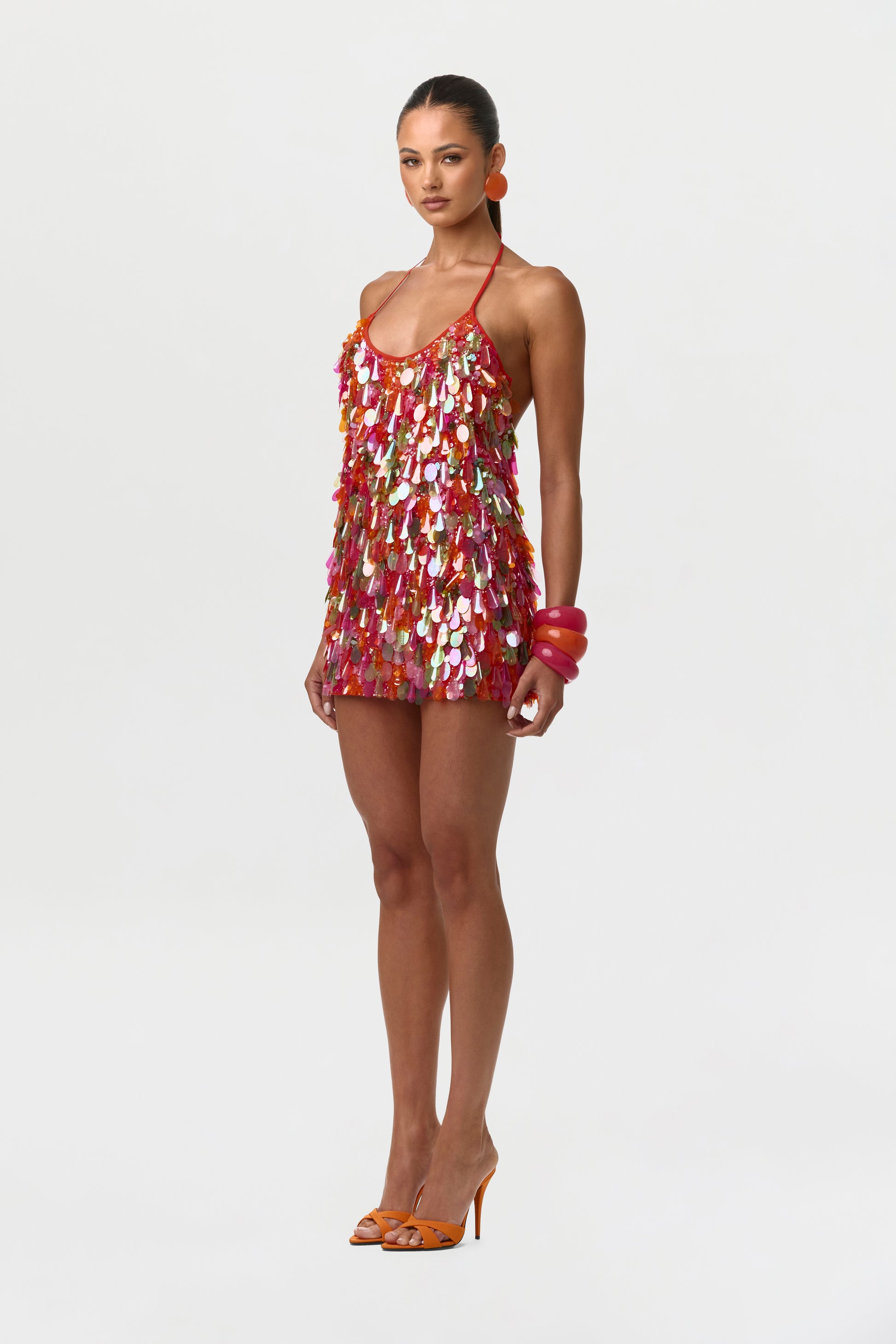 Sequin Halter Mini Dress – Naked Wardrobe Sequin Halter Mini Dress – Naked Wardrobe