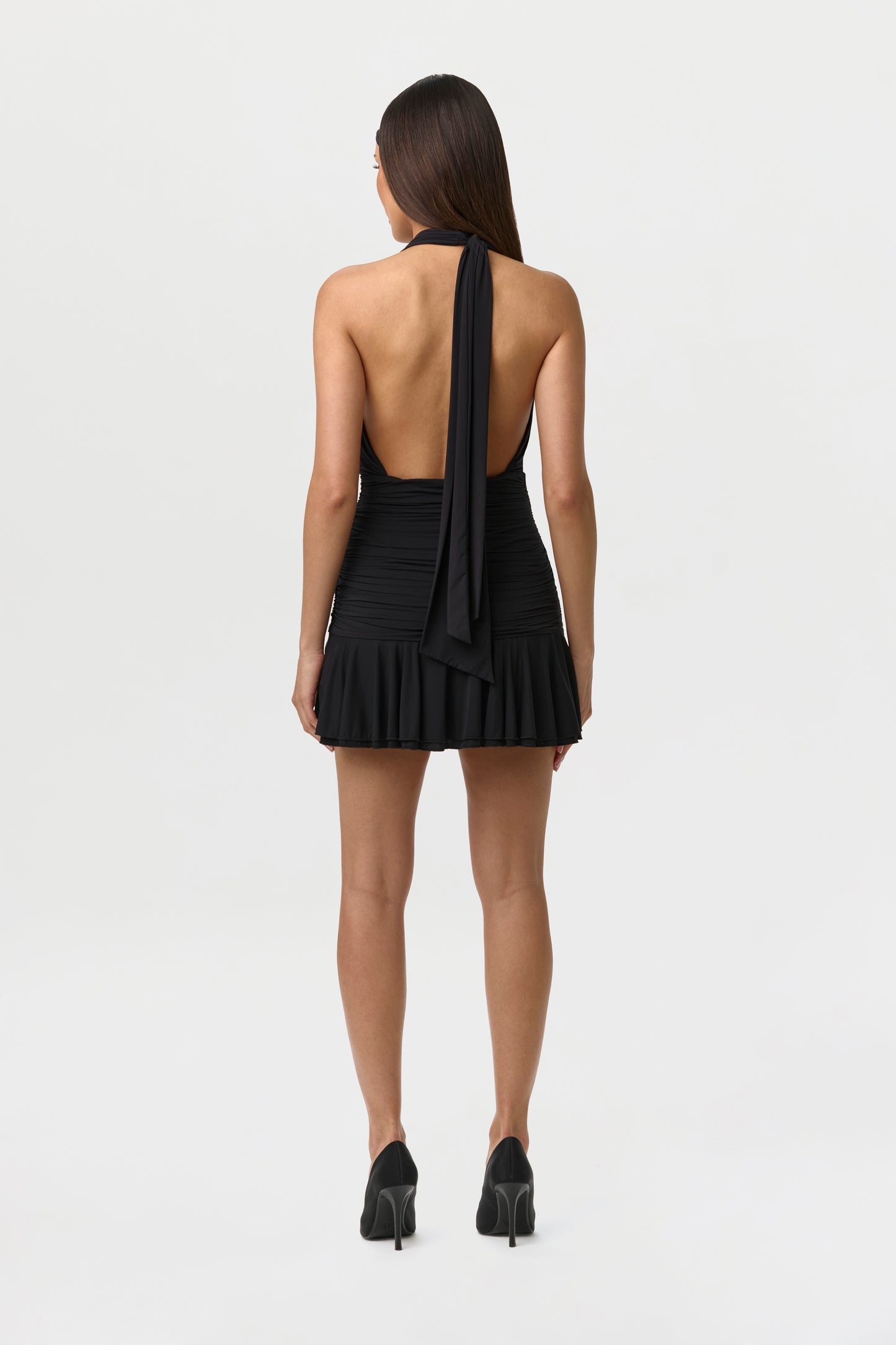 Naked Plunge Halter Mini Dress