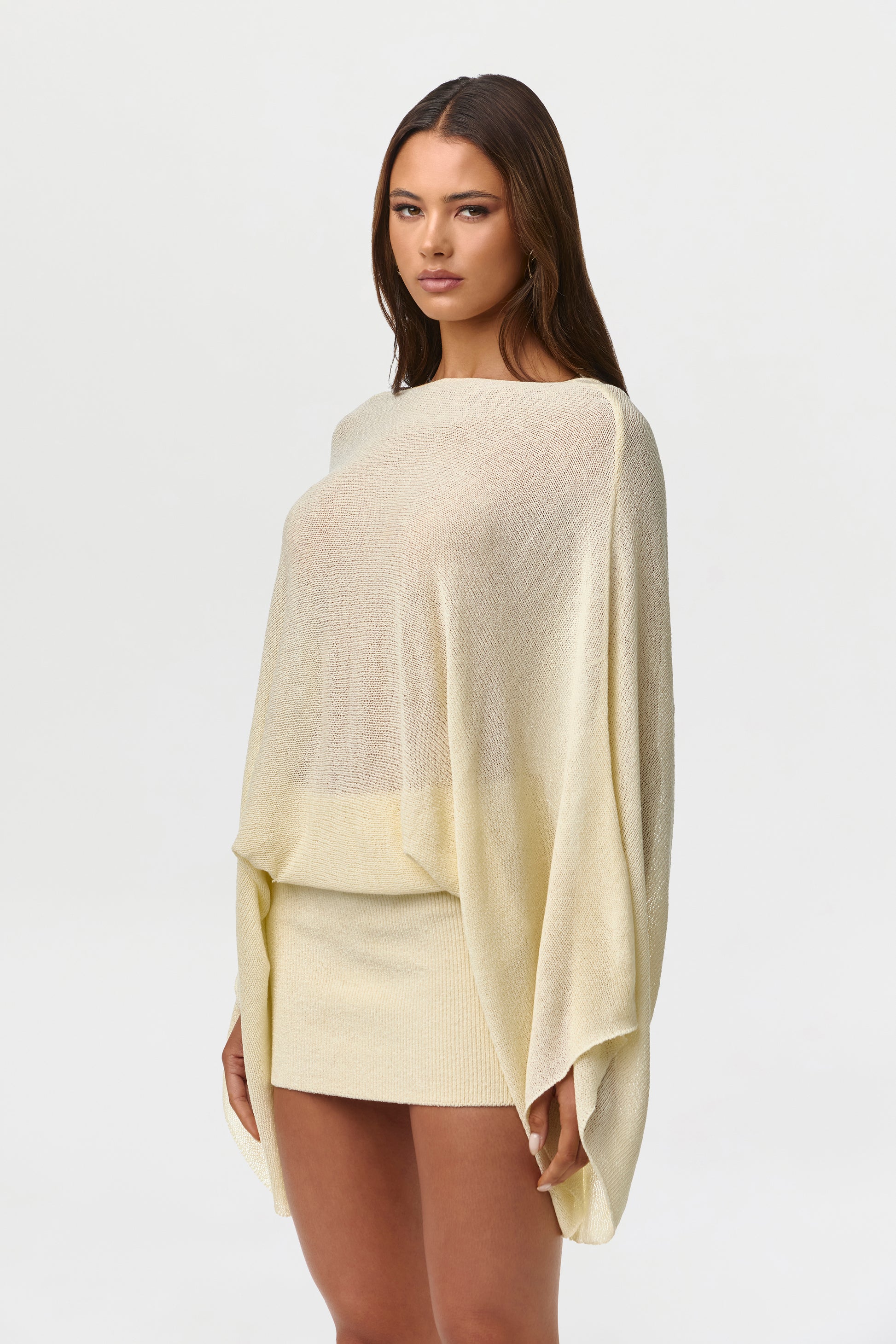 drape knit dress Women's Knit Drape Mini Dress, Lemonade / XL by Naked Wardrobe